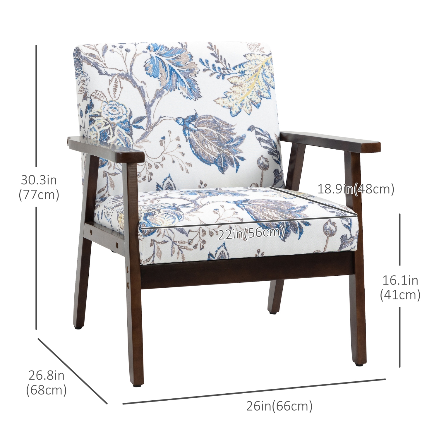 Chaises d’appoint modernes avec siège rembourré HOMCOM, fauteuils rembourrés d’aspect lin pour chambre à coucher, fauteuil salon avec accoudoirs et