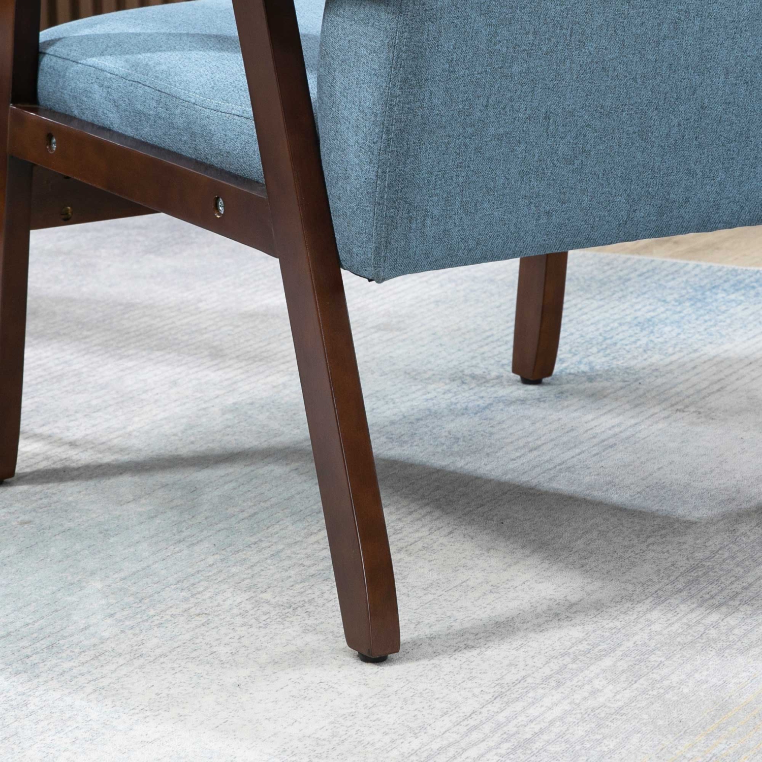 Chaise d’appoint moderne avec siège rembourré HOMCOM, fauteuil rembourré d’aspect lin pour chambre à coucher, fauteuil de salon avec accoudoirs et