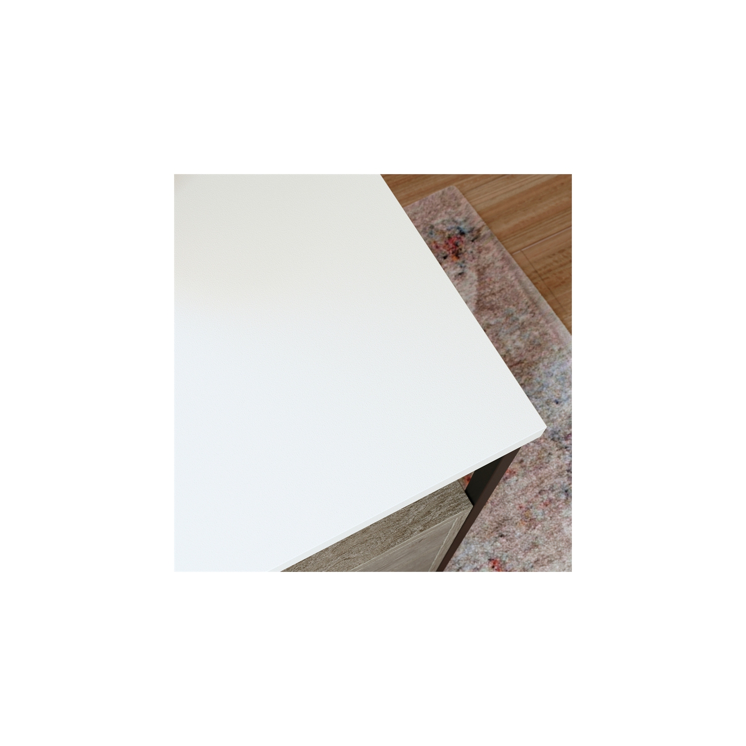 Sauder Tremont Row Engineered Wood/Metal L-Desk in Mystic Oak