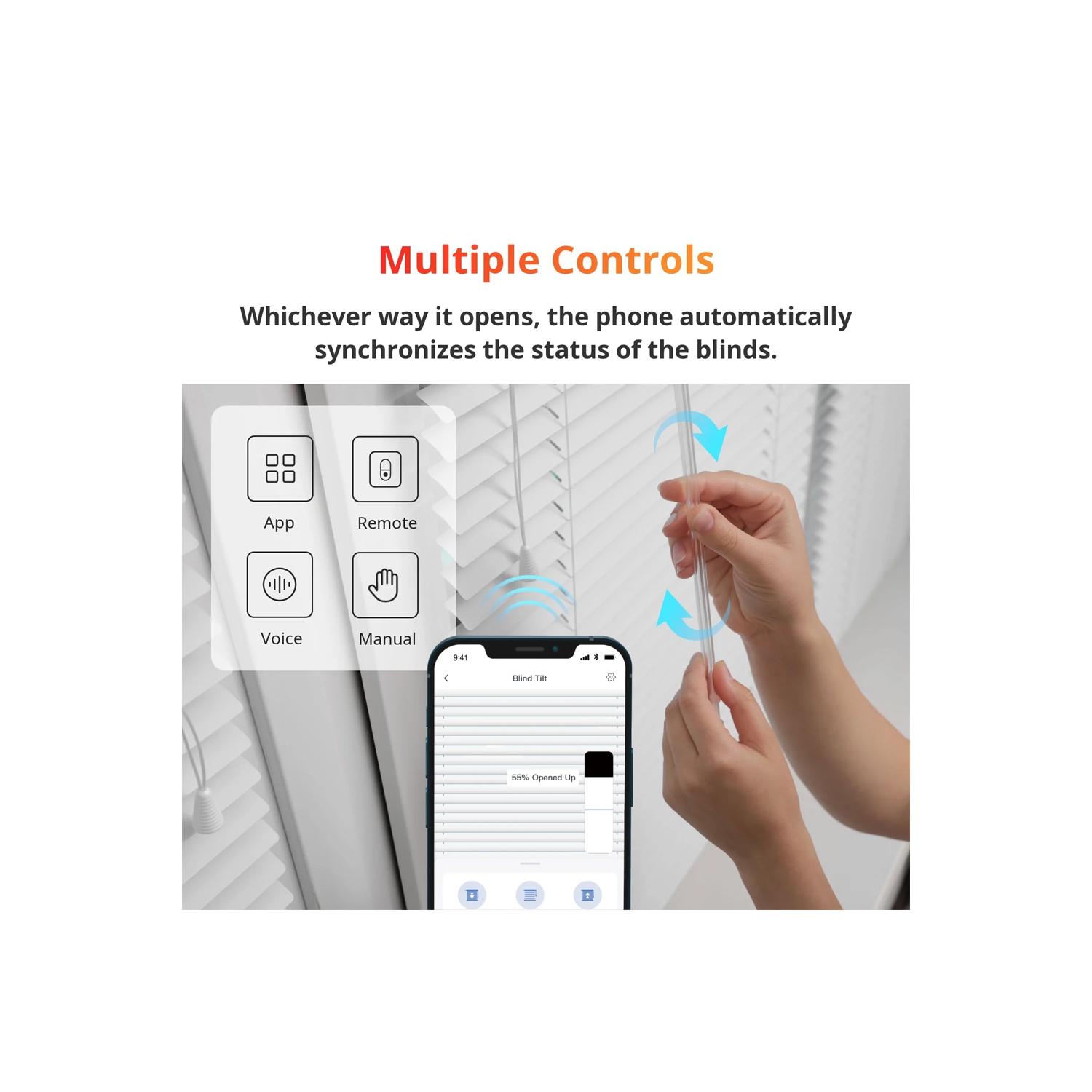 SwitchBot Blind Tilt | Smart Electric Blinds with Bluetooth Remote Control, Solar Powered, Light Sensing Control