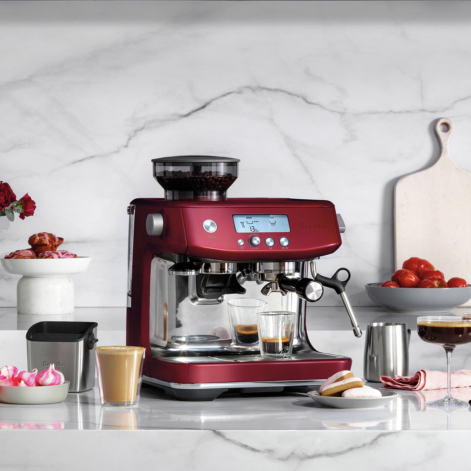 Breville espresso machine on sale red