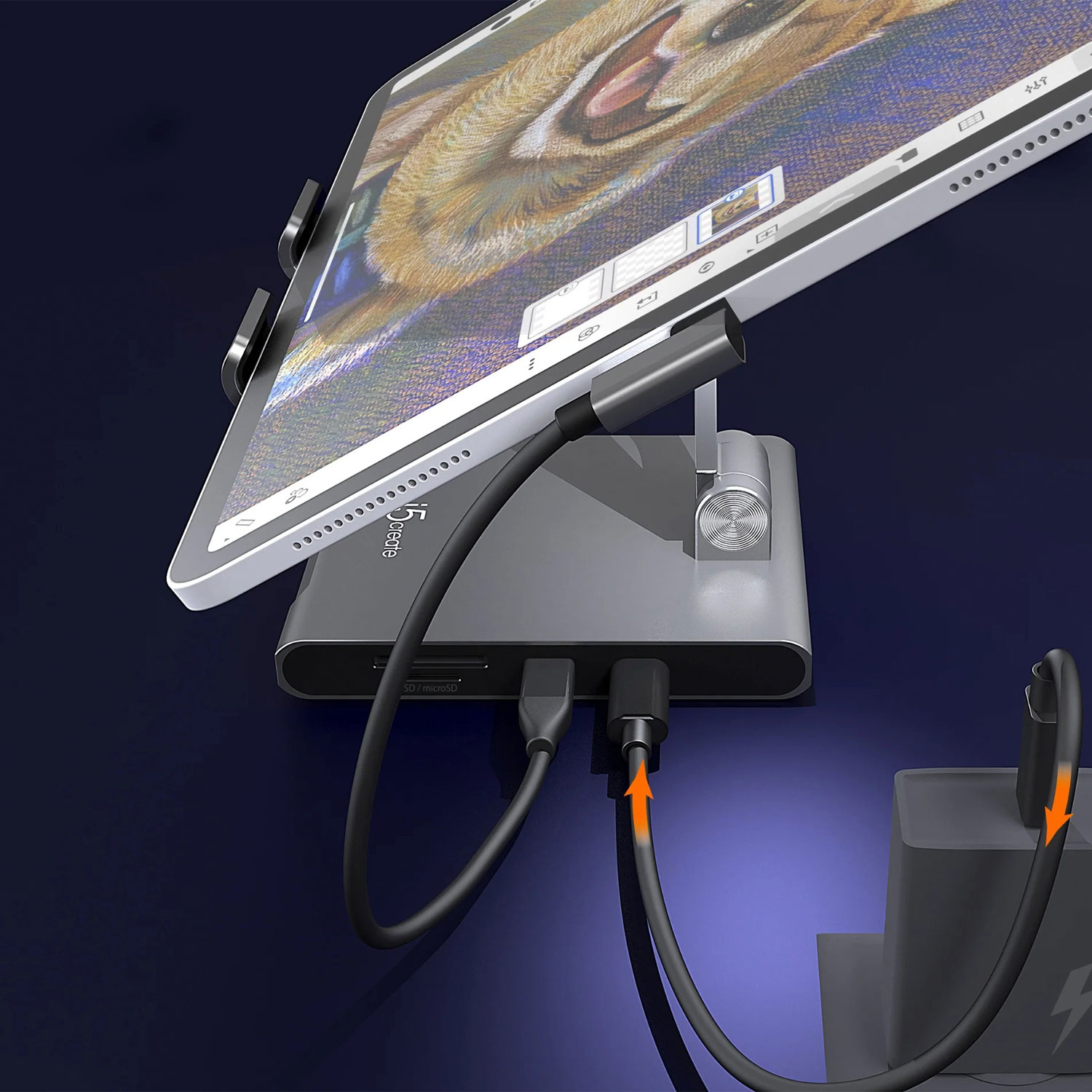 Station d'accueil USB-C de j5create pour iPad Pro/iPad Air - Argenté