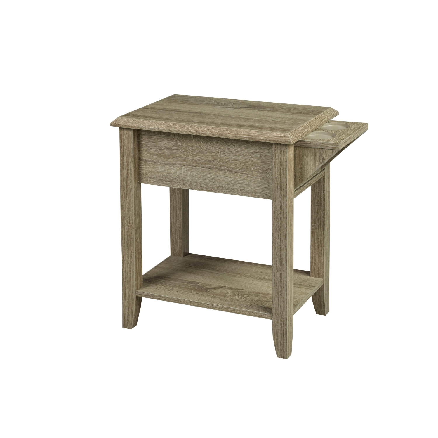 Brassex Inc. Telephone Stand with Storage Drawer and Cupholders - Dark Taupe