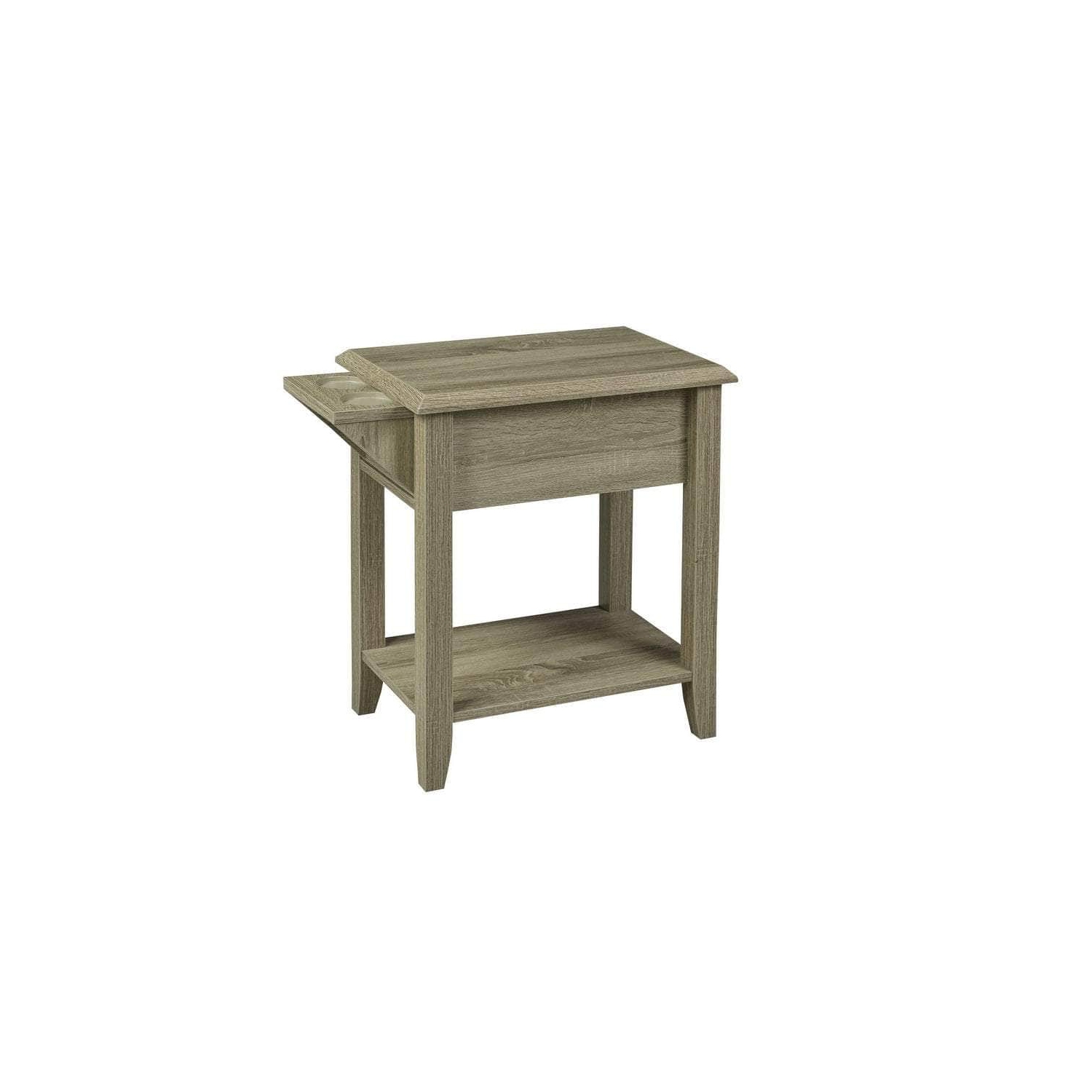 Brassex Inc. Telephone Stand with Storage Drawer and Cupholders - Dark Taupe