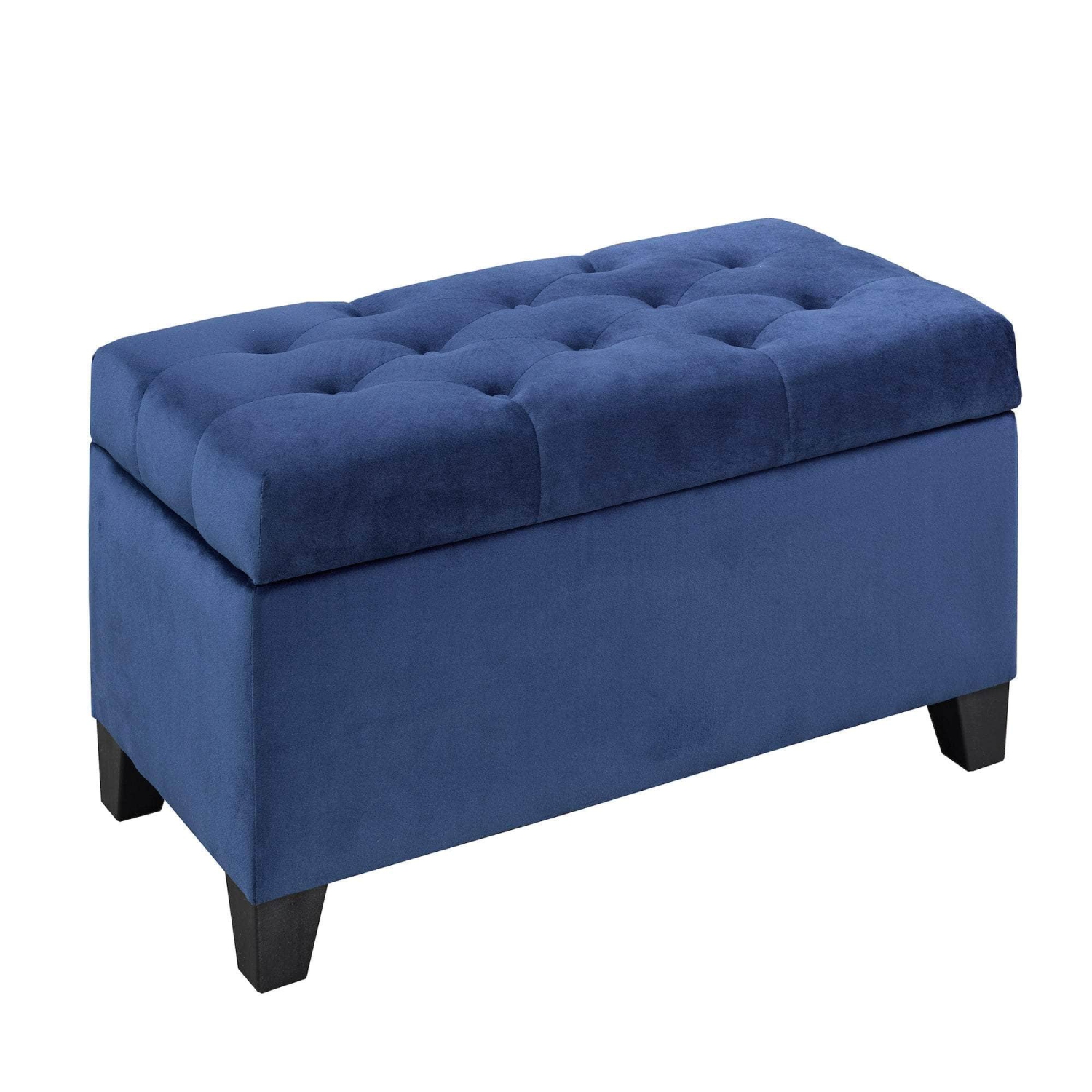 Brassex Inc. Padded Tufted Storage Ottoman - Navy