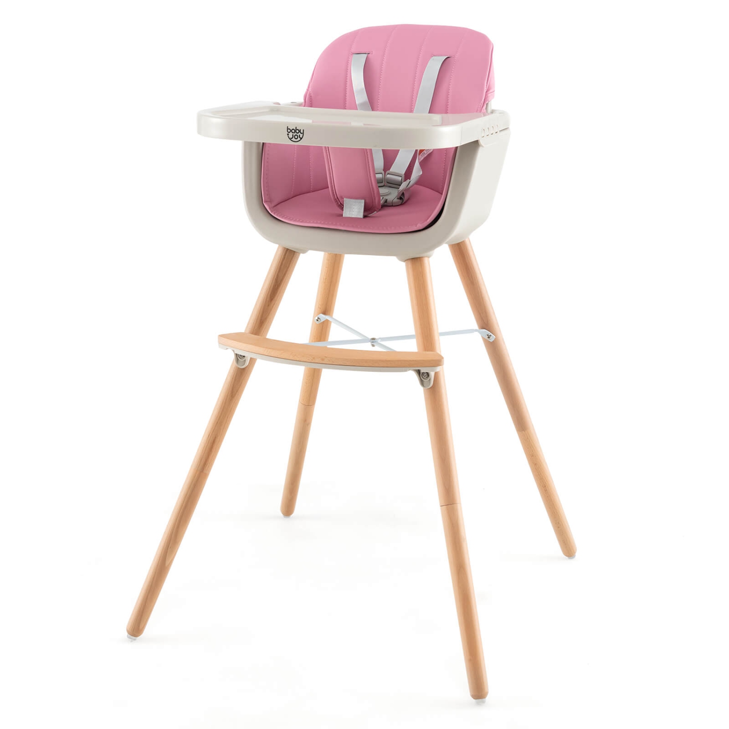 Costway 3 in 1 Convertible Wooden High Chair Baby Toddler Highchair w/ Cushion