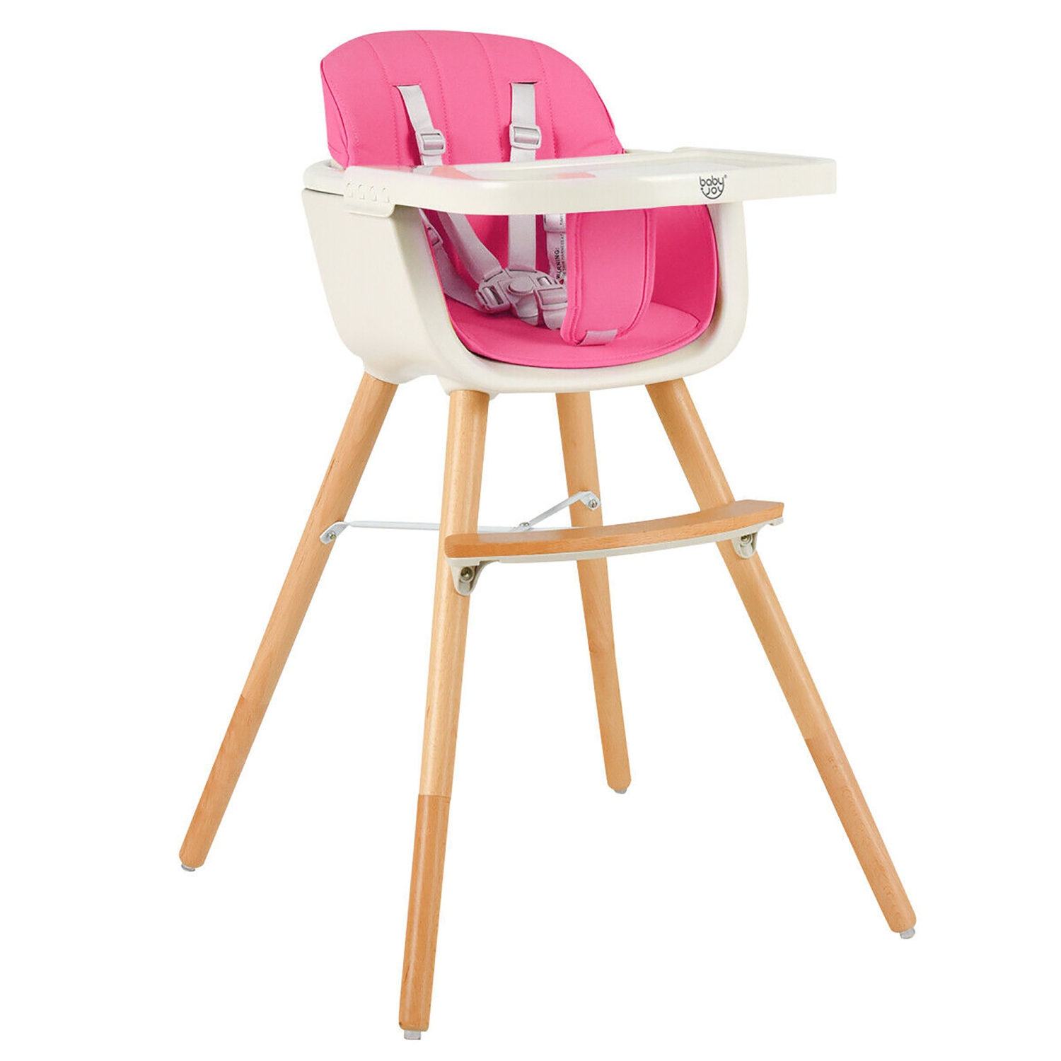 Costway 3 in 1 Convertible Wooden High Chair Baby Toddler Highchair w/ Cushion