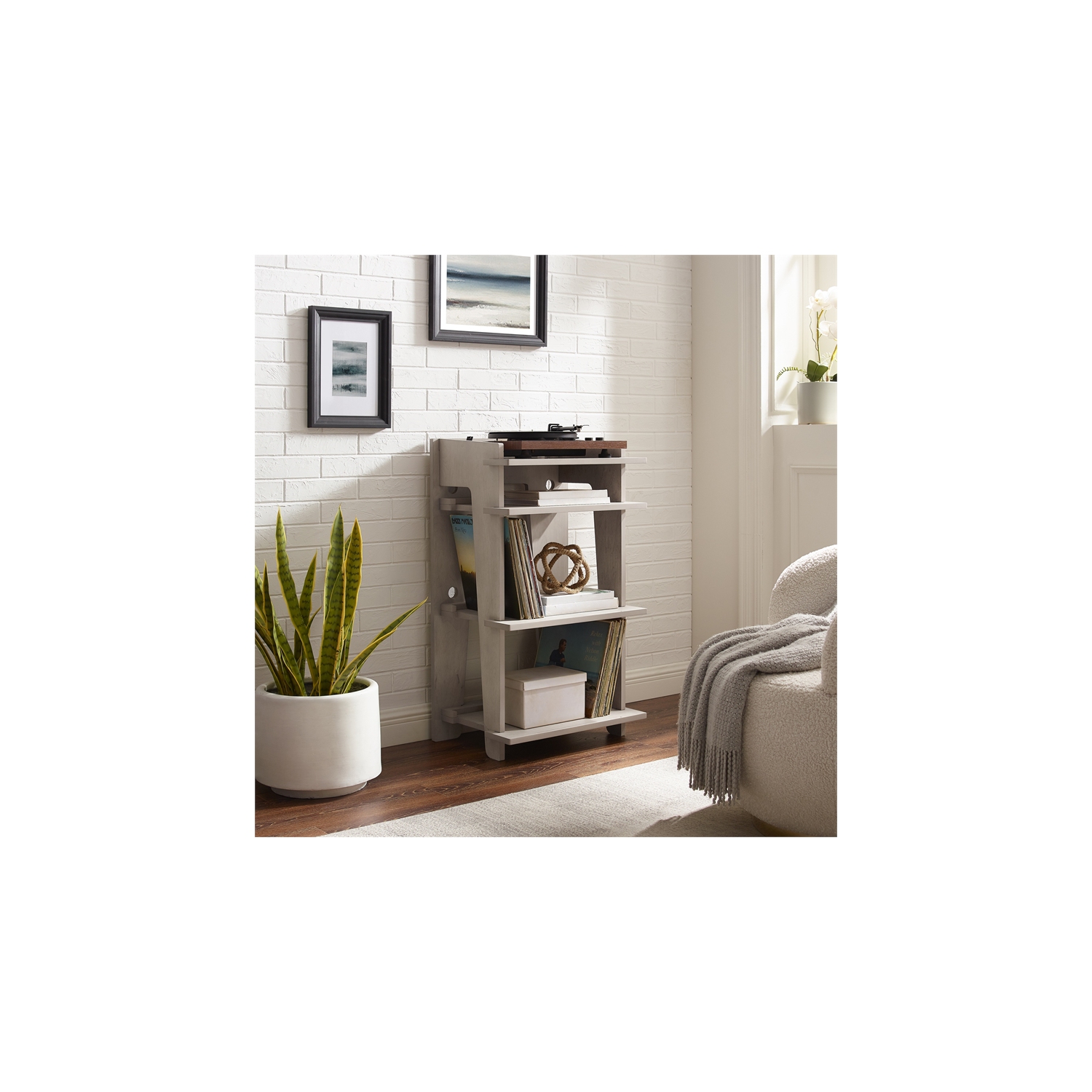 Table tournante en bois de MDF Soho et placage de bouleau de Crosley Furniture en gris