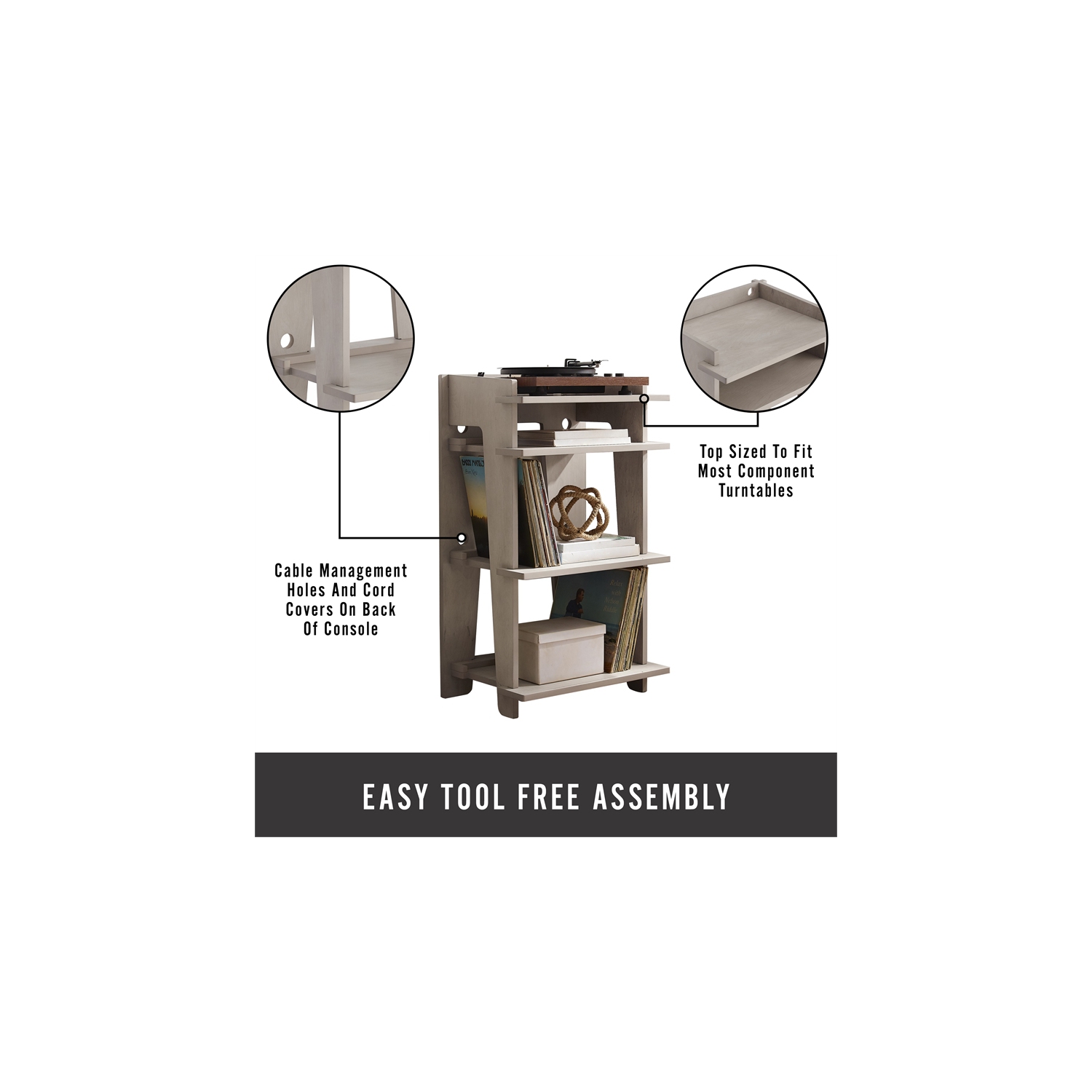 Table tournante en bois de MDF Soho et placage de bouleau de Crosley Furniture en gris