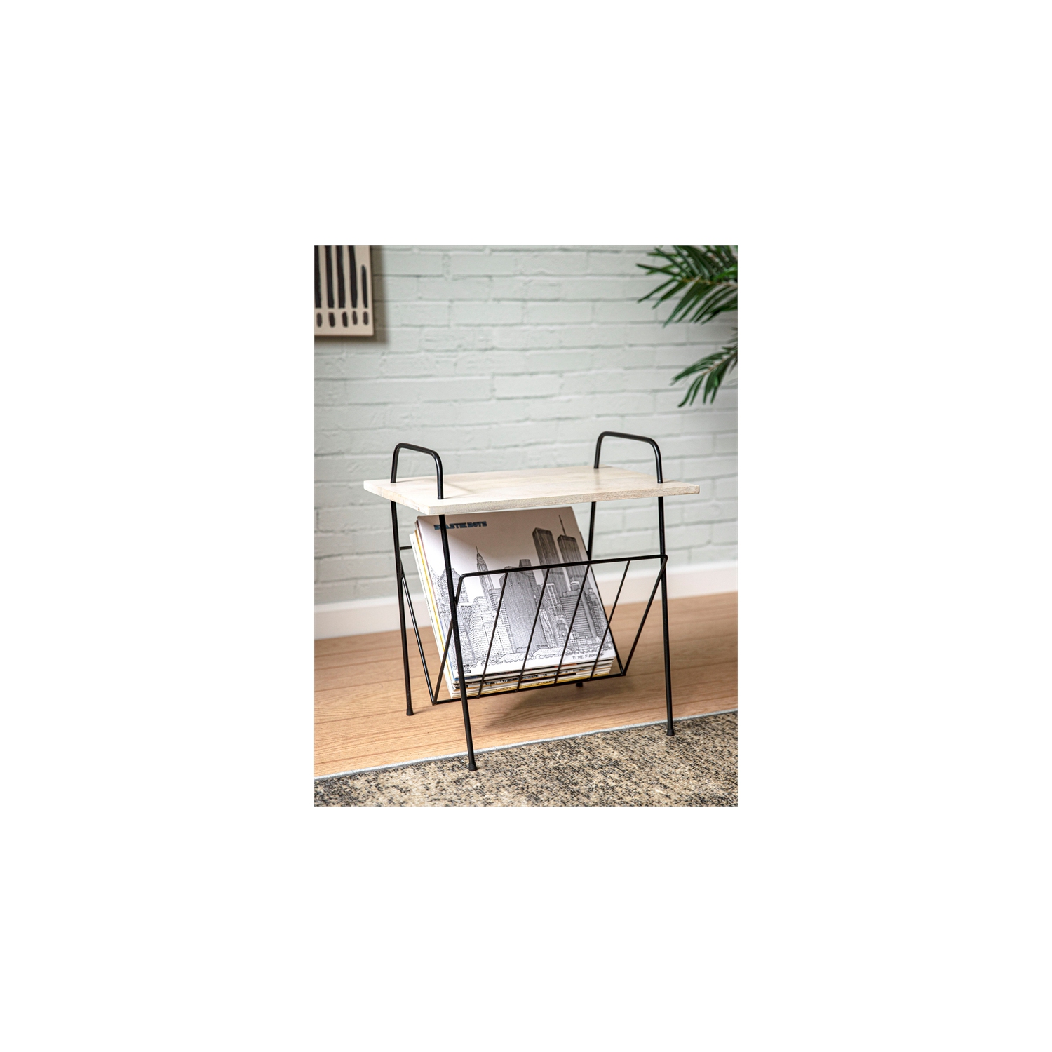 Table tournante moderne en bois et métal Wiltshire de Crosley Furniture, naturel