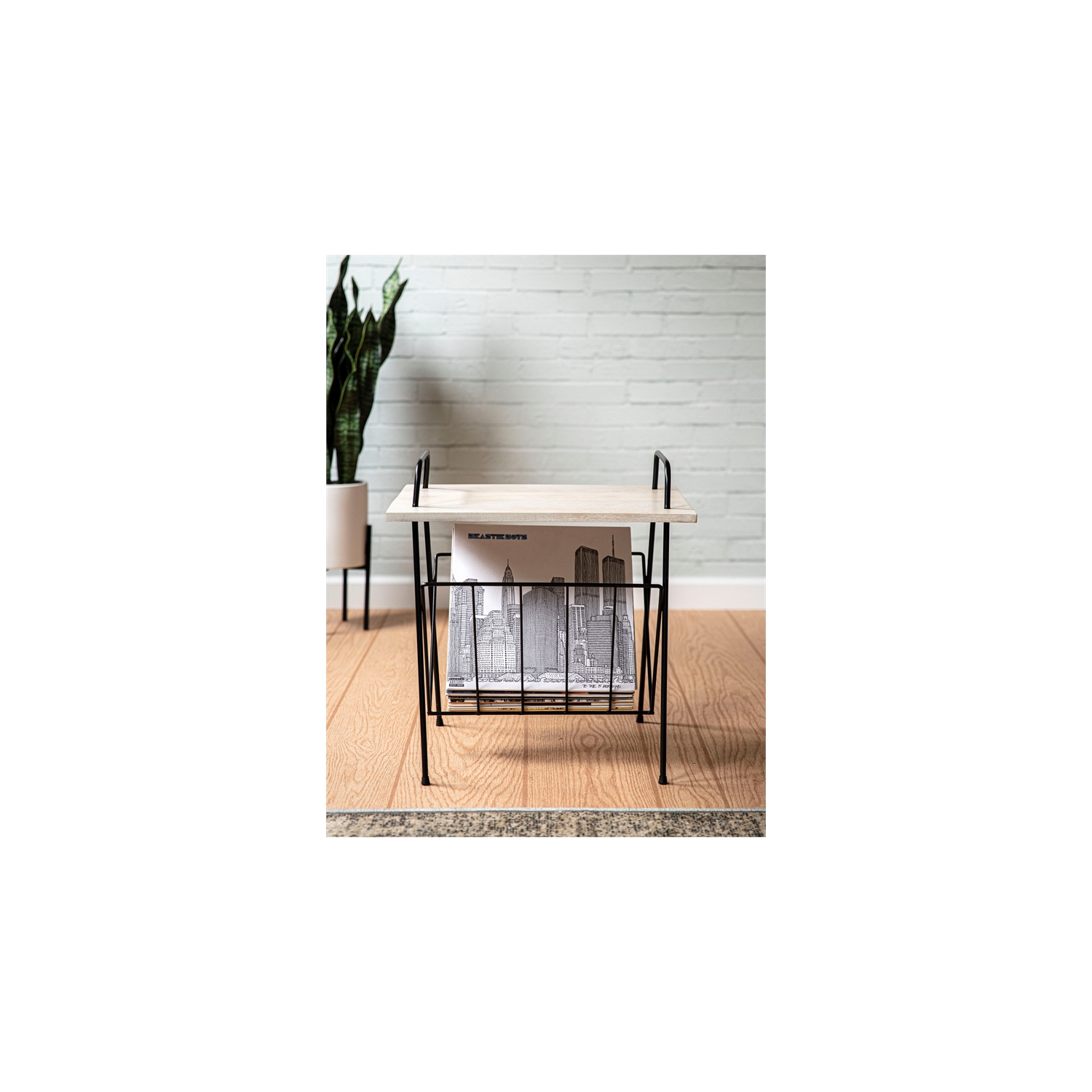 Table tournante moderne en bois et métal Wiltshire de Crosley Furniture, naturel