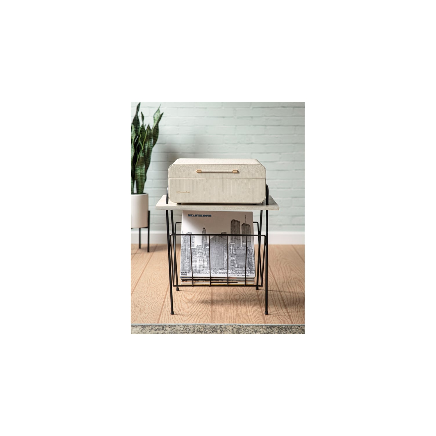 Table tournante moderne en bois et métal Wiltshire de Crosley Furniture, naturel