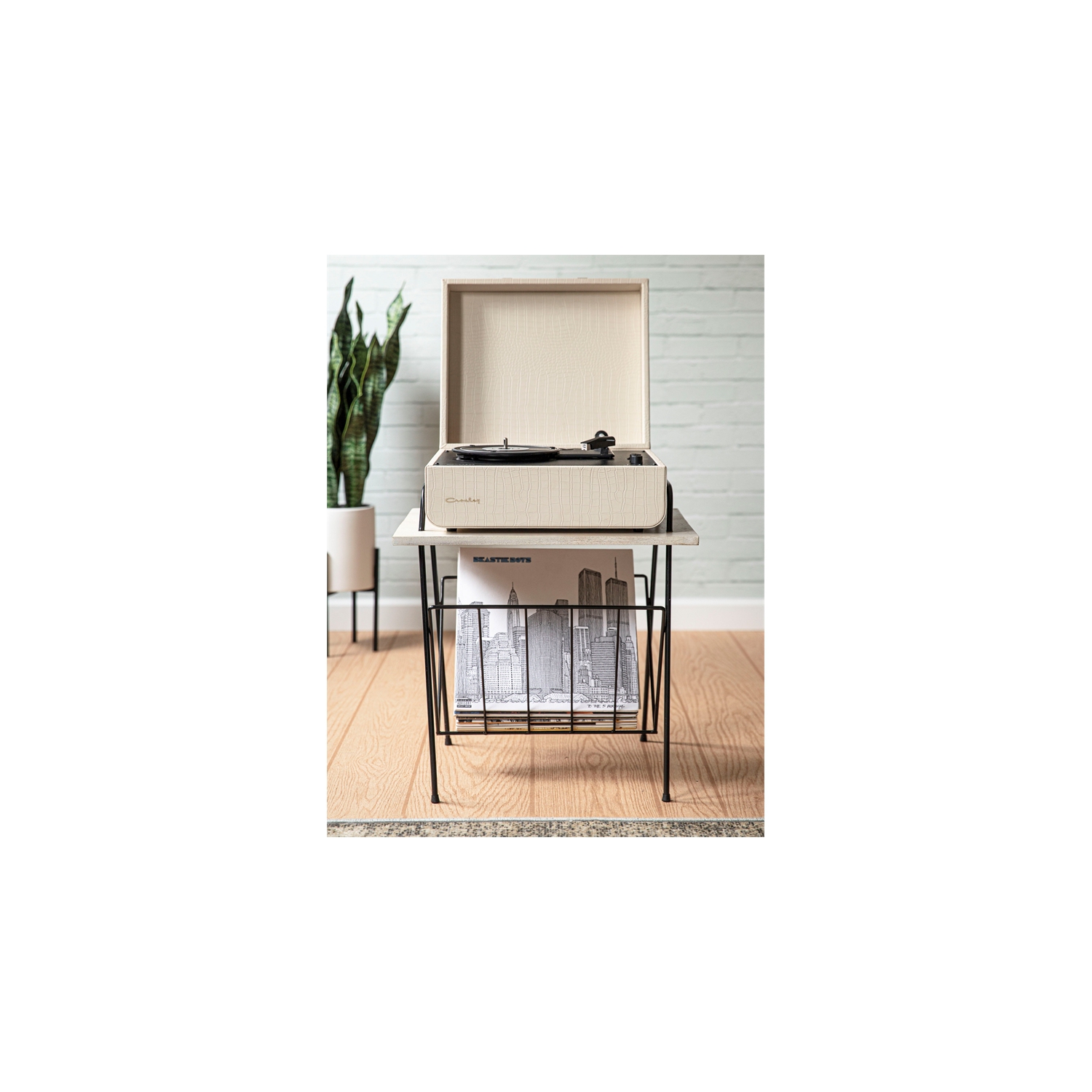 Table tournante moderne en bois et métal Wiltshire de Crosley Furniture, naturel