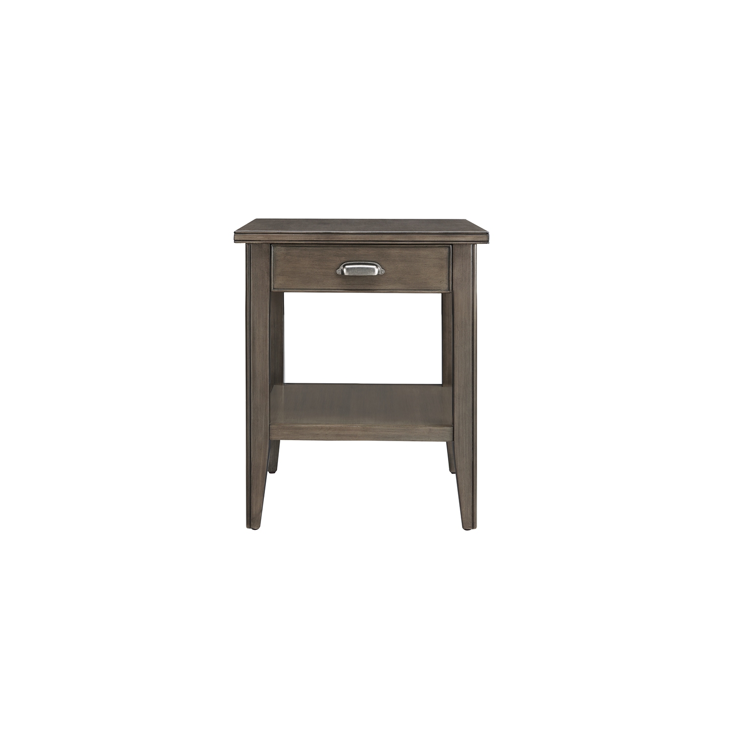 Leick Furniture Laurent 24"H End Table with Drawer and Display Shelf in Gray