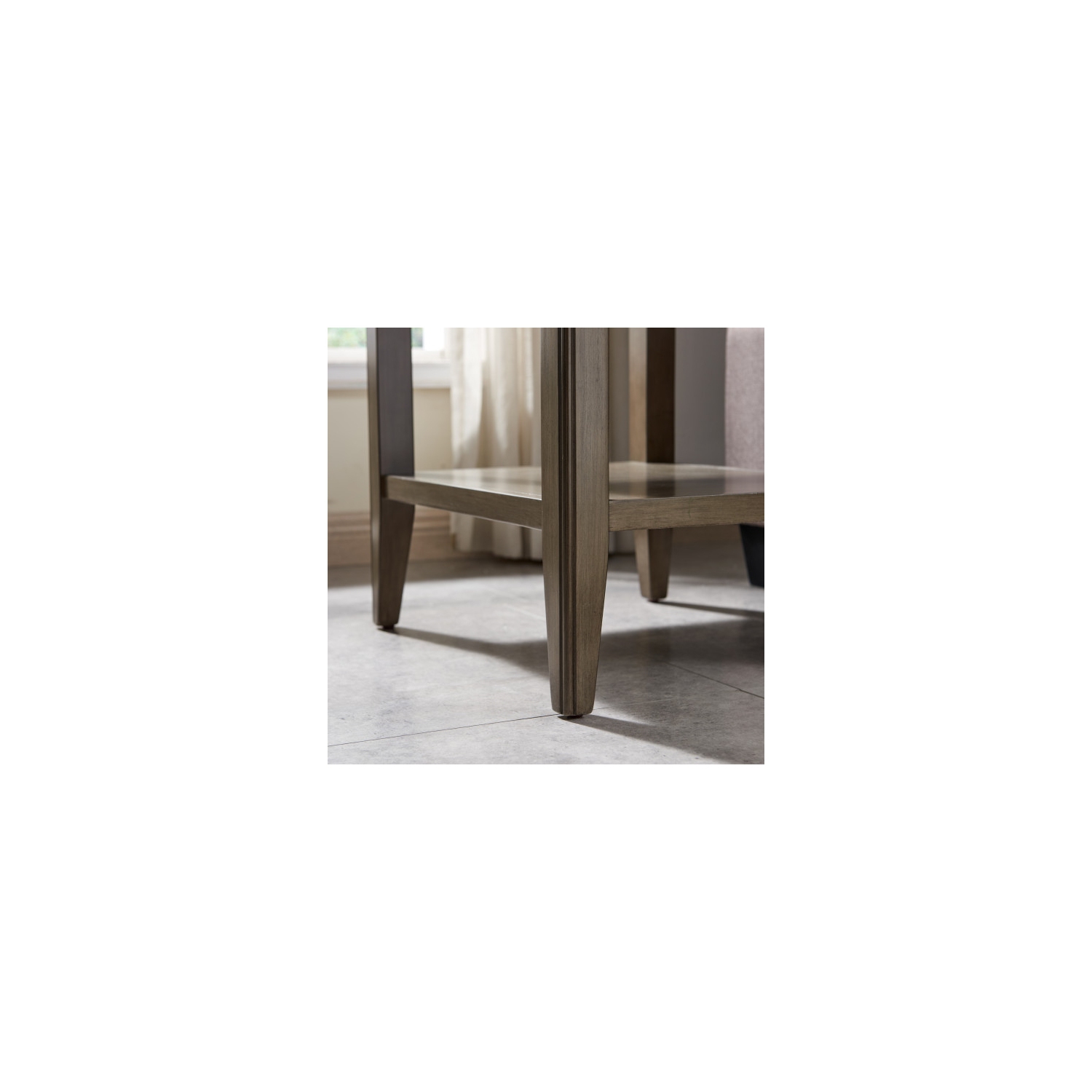 Leick Furniture Laurent 24"H End Table with Drawer and Display Shelf in Gray