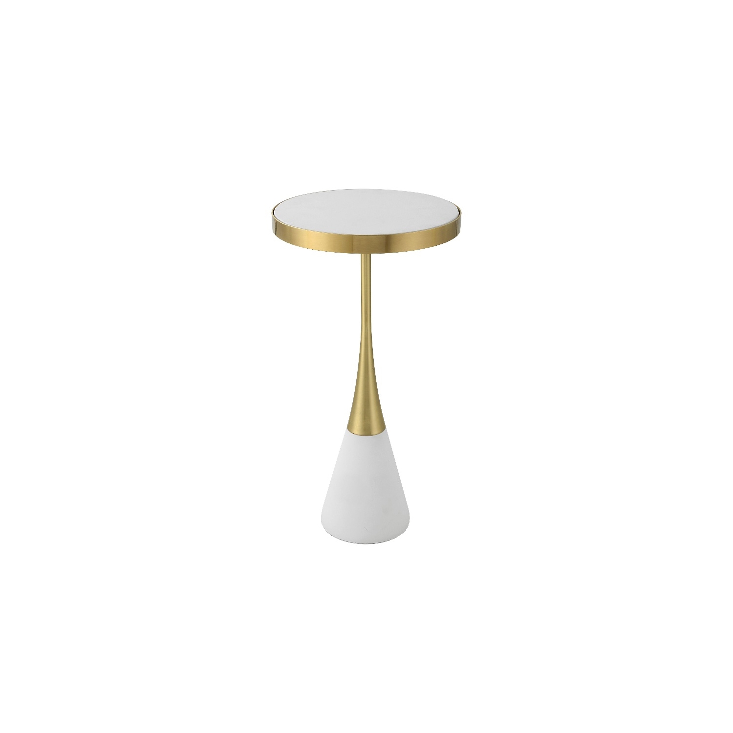 Uttermost Apex Contemporary Concrete and Metal Accent Table in Brass/White