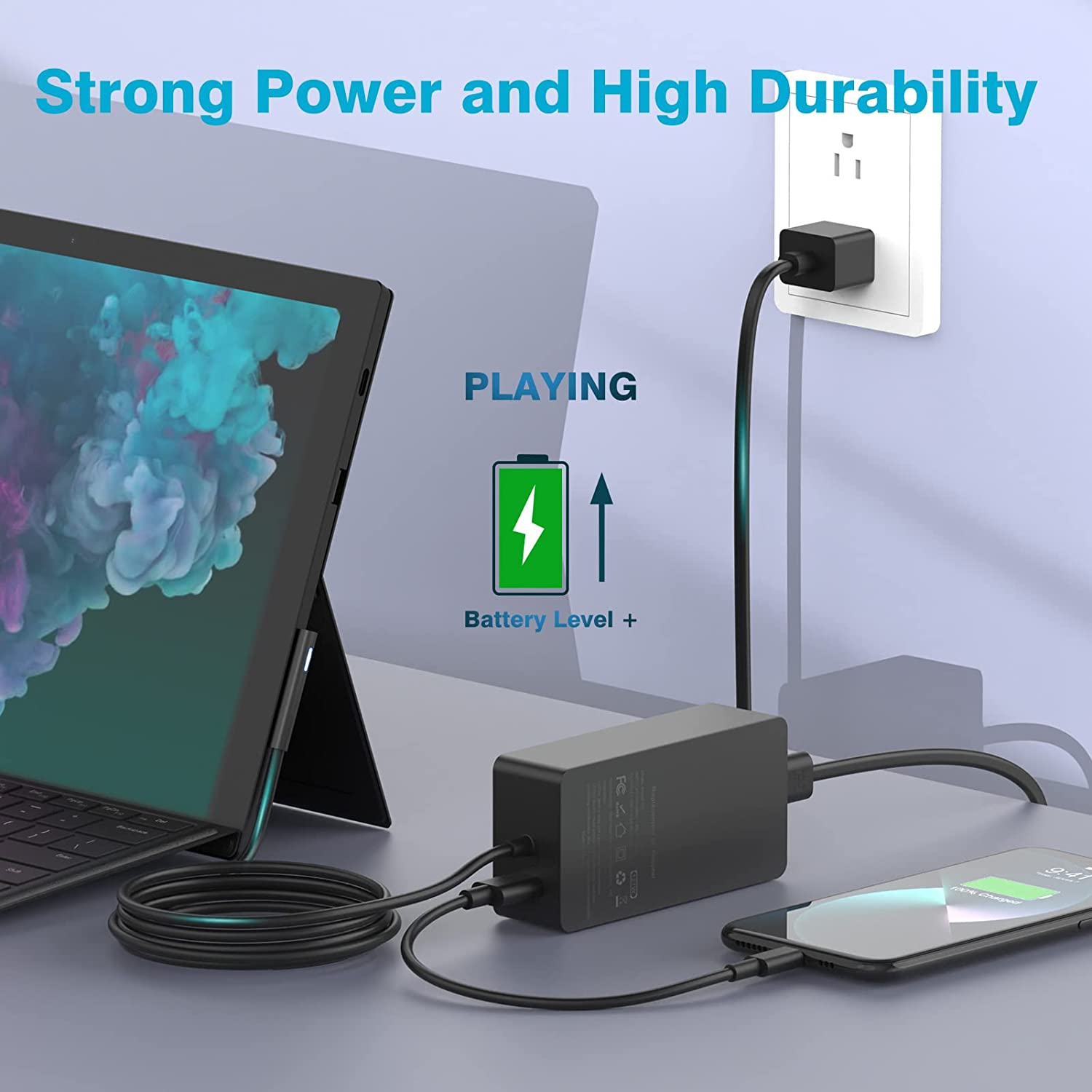 WINGOMART Surface Charger 127W for Surface Book 3/2/1 Surface Pro X/7/6/5/4/3, Laptop 3/2/1, Surface Go with 6ft Cord