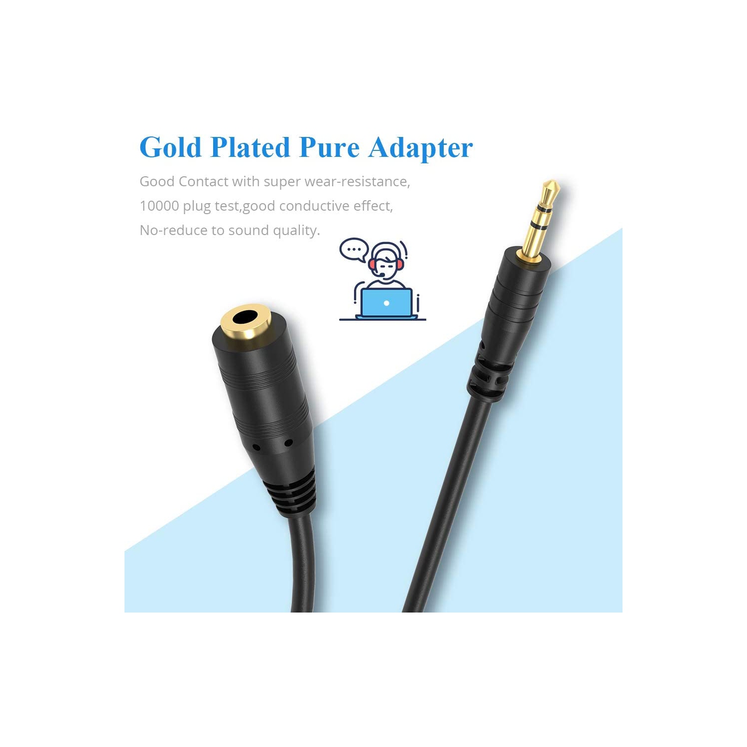 2.5mm Male to 3.5mm(1/8 inch) Female Stereo Audio Jack Adapter Cable for Headphone