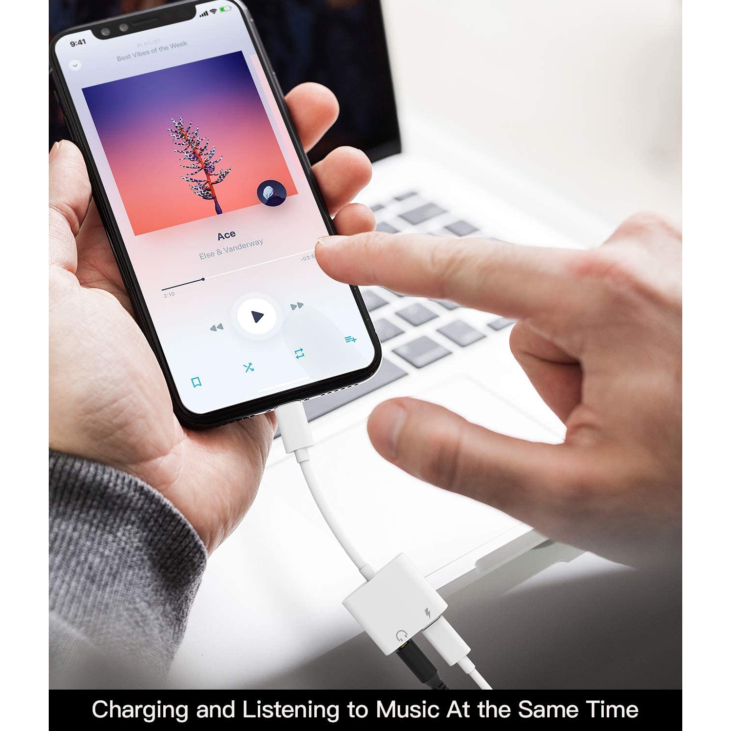 Iphone AUX Adapter for Headphone Jack Cable(2pack)2 in 1 Lightning to 3.5mm Splitter Dongle Charger Audio Cord