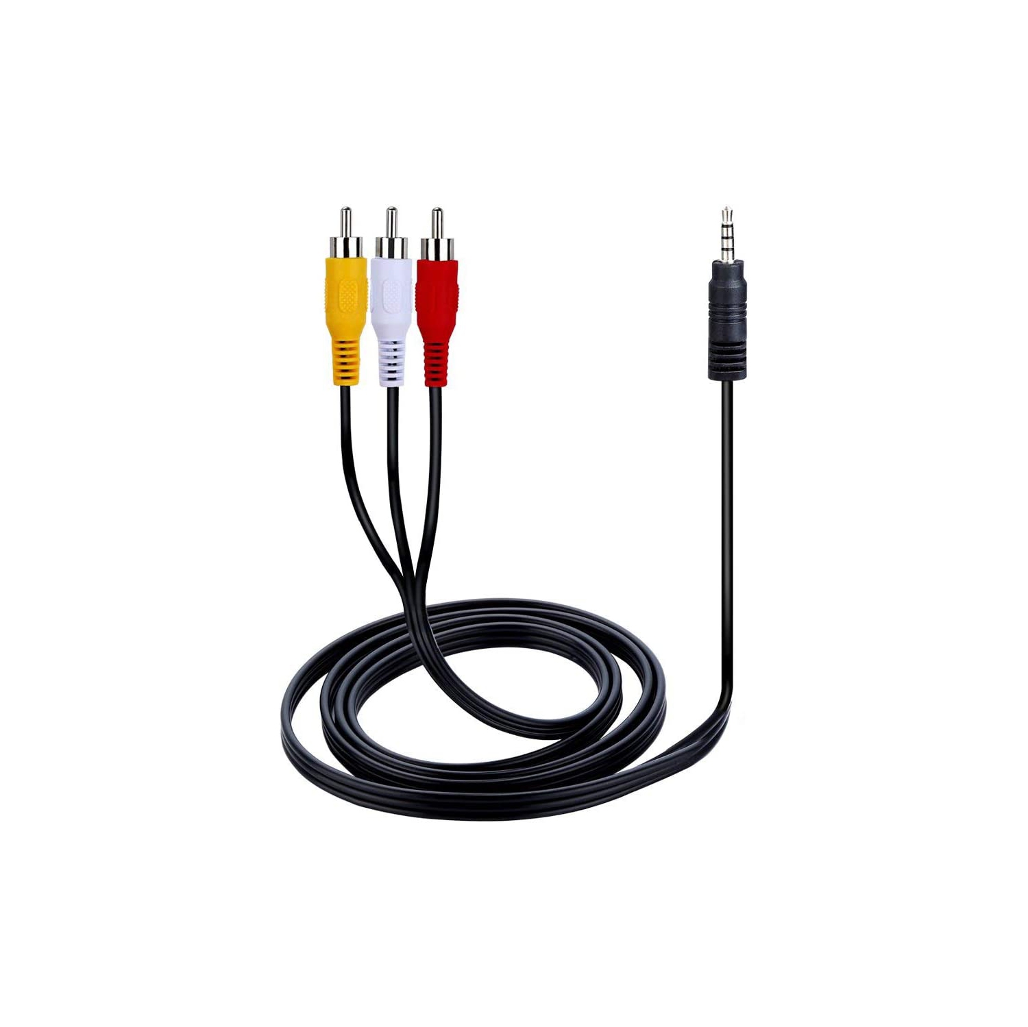 Câble convertisseur audio-vidéo mâle auxiliaire 3,5 mm à 3 RCA audio-vidéo mâle câble adaptateur TV câble adaptateur
