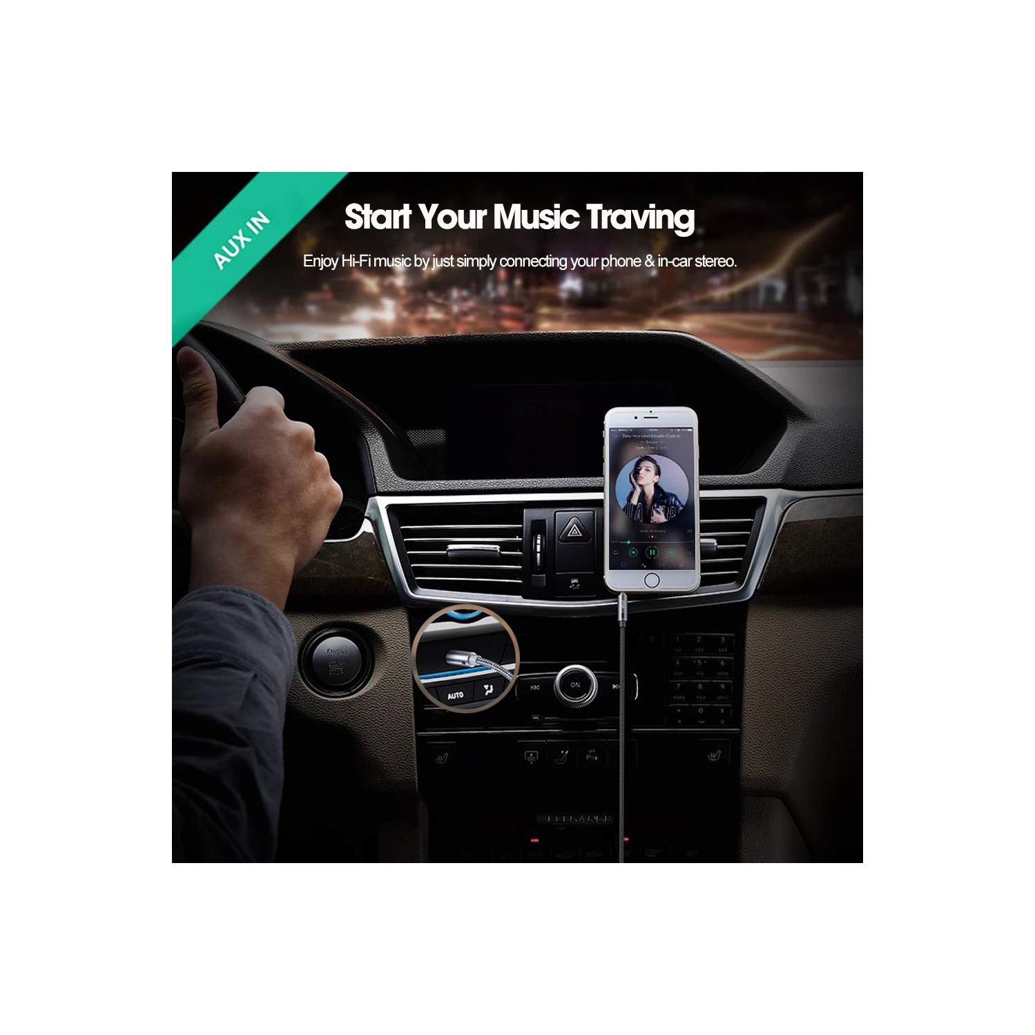 Câble auxiliaire, câble audio auxiliaire 3,5 mm mâle à mâle [4 pi/2 pi, son Hi-Fi], câble auxiliaire tressé en nylon