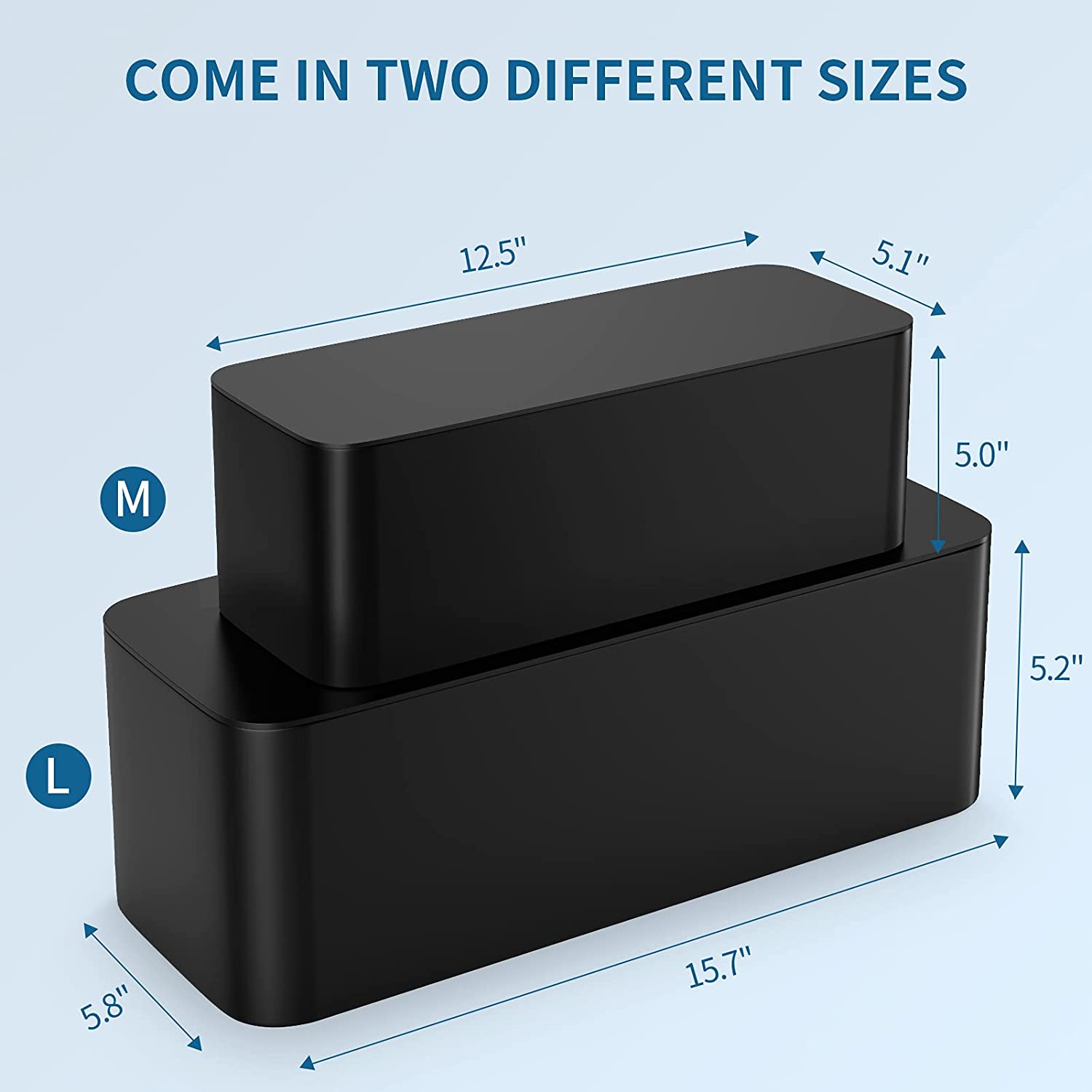 Cable Management Box, 2 Pack Cable Organizer Box, Large and Medium Size Cord Box, Cord Hider Box to Hide Surge