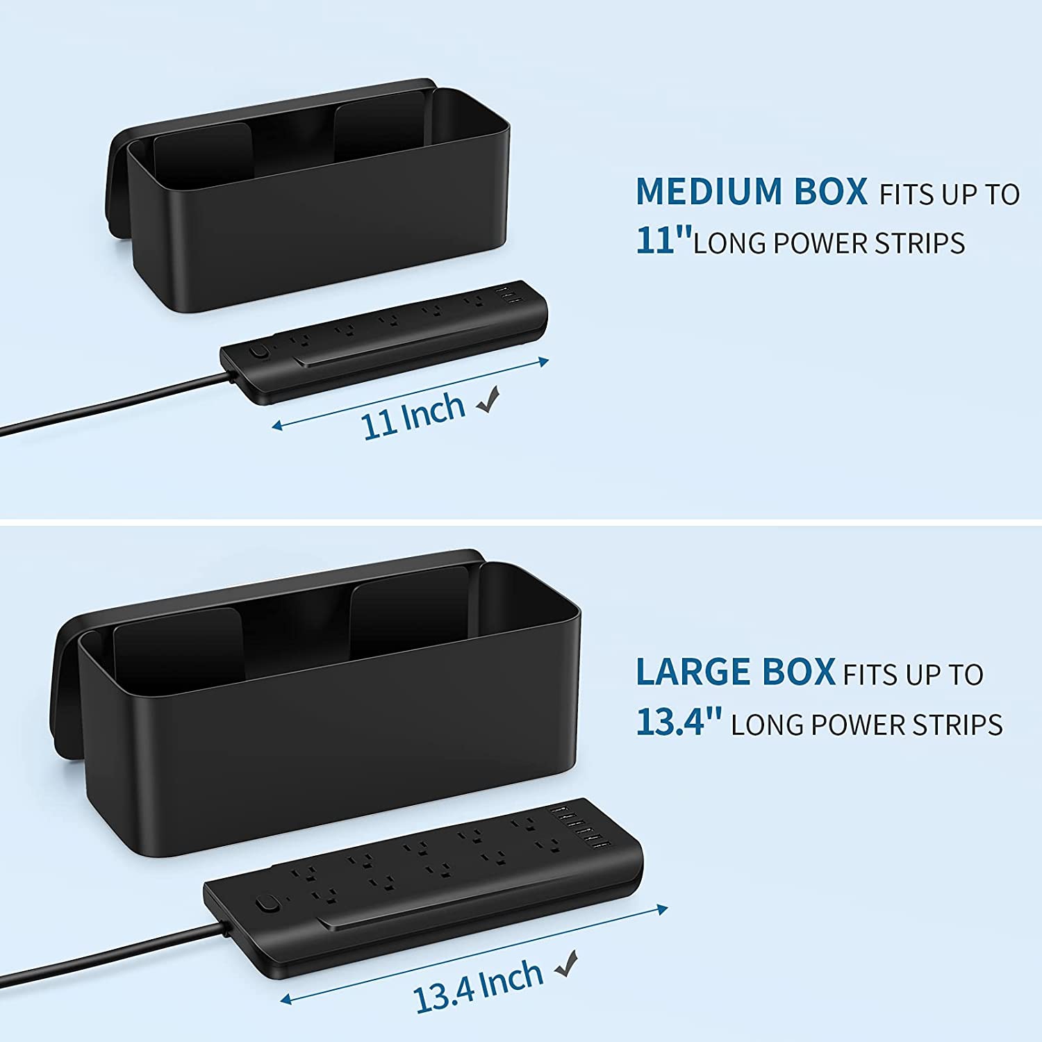 Cable Management Box, 2 Pack Cable Organizer Box, Large and Medium Size Cord Box, Cord Hider Box to Hide Surge