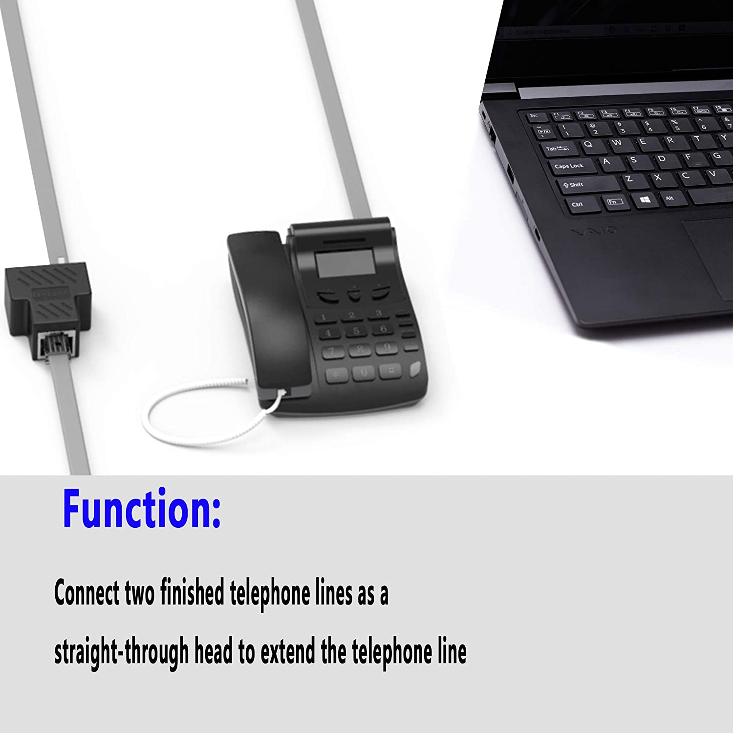 Phone Jack Splitter RJ11 Female to 2 Female 6P6C Telephone Inline Coupler Telephone Extension Adapter