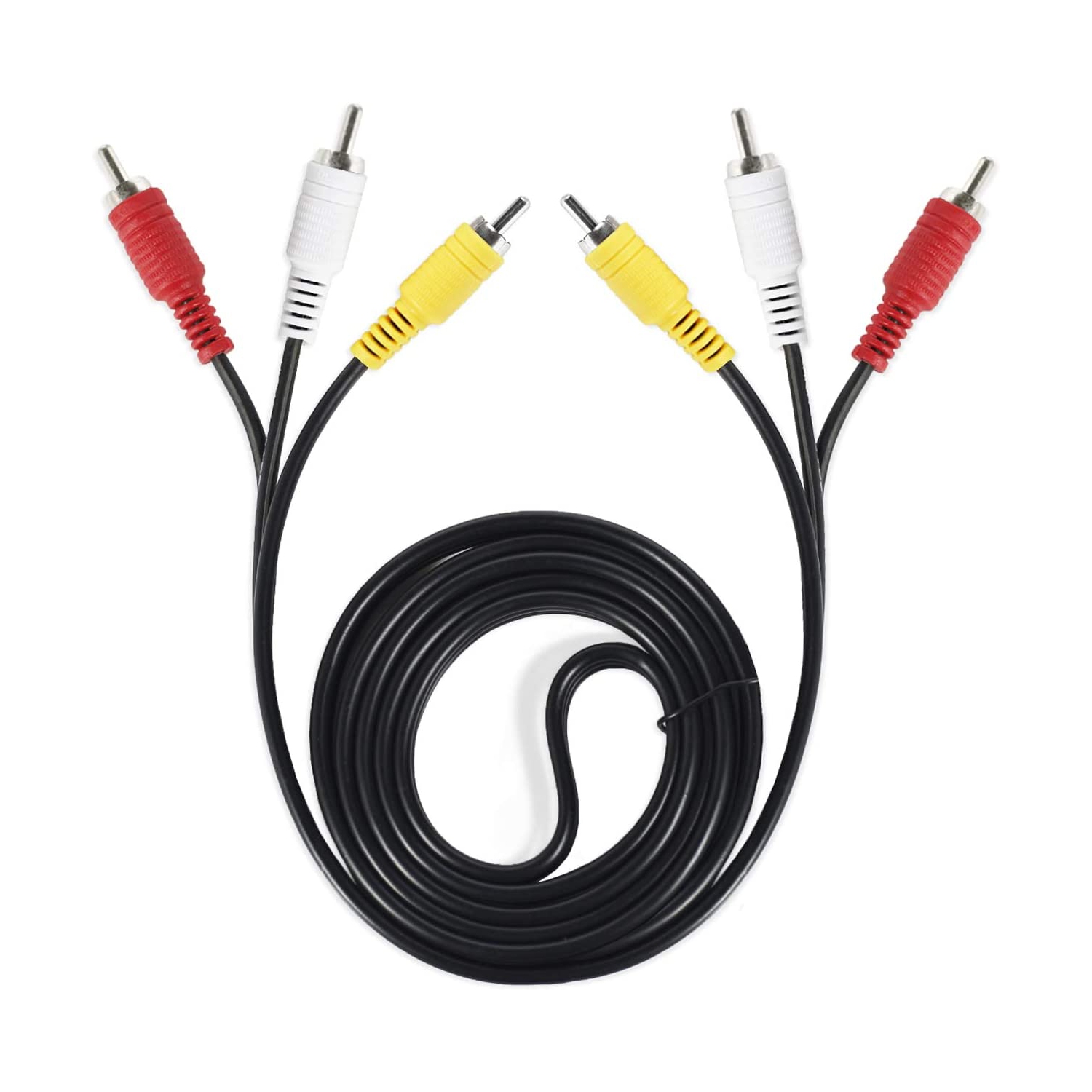 3 – Câble AV RCA pour connecteurs audio/vidéo composite DVD/magnétoscope/SAT jaune/blanc/rouge 3 mâle vers 3 mâle câbles OFC de 5 pi