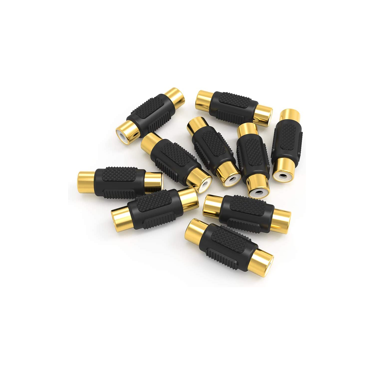10 Pack RCA Female to Female Coupler Audio Video Gold Adapter