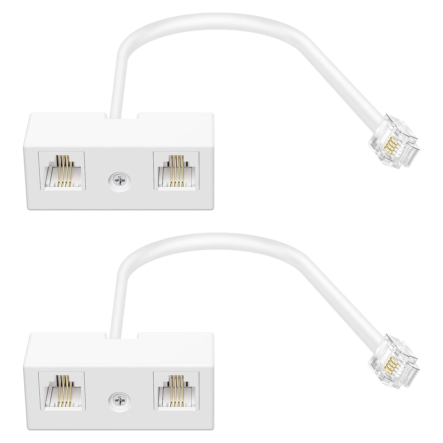 2 Pcs BT Brand Phone Socket Splitter - Male To Dual Female Extender For UK Landline FAX Modem RJ11 Cable