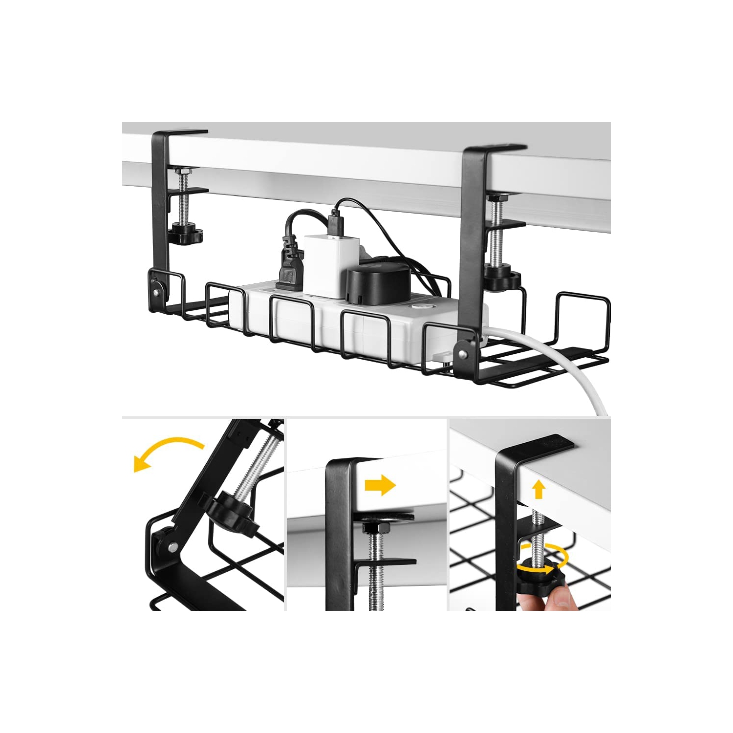 Range-câbles sous le bureau 2 paquets, 40 cm passe-fils sous le bureau pour gestion des câbles Câble métallique