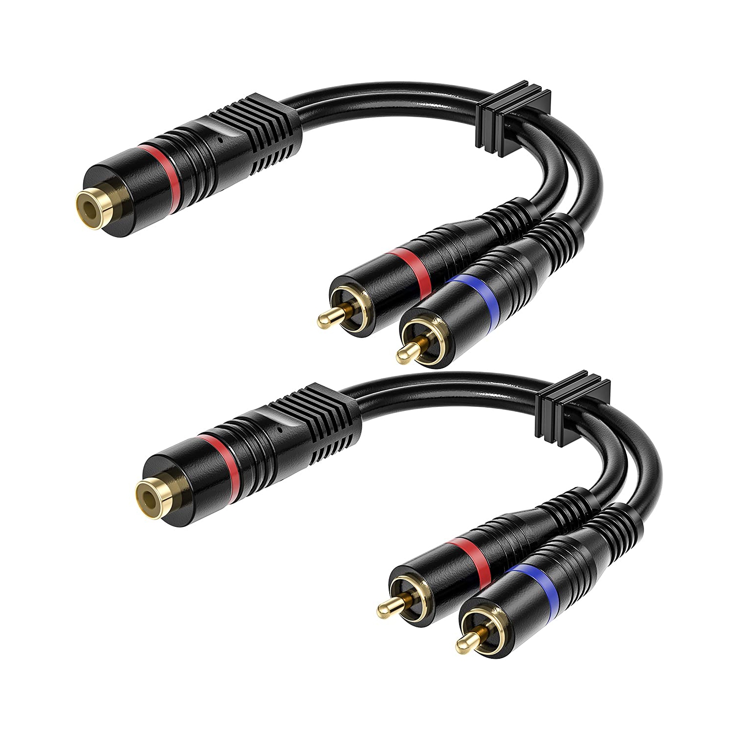 Répartiteur de câble de haut-parleur d’extrêmes graves, 2 adaptateurs de câble RCA femelle à double RCA mâle en y, connecteurs plaqués or 8 po