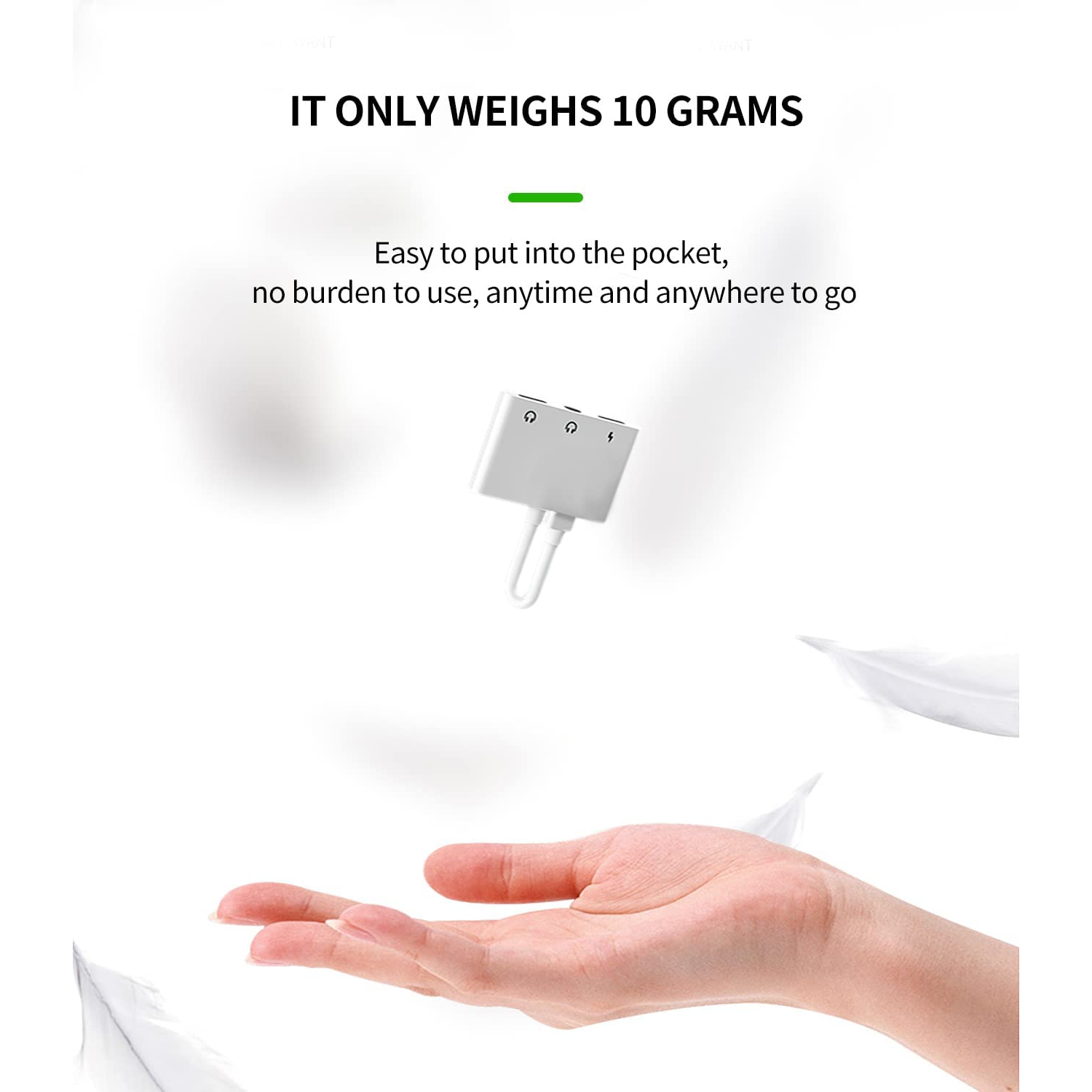 Lightning to 3.5mm Headphone Dongle Iphone AUX Adapter(3in1)Charger Audio Jack Cable Splitter for Apple MFI Certified 7