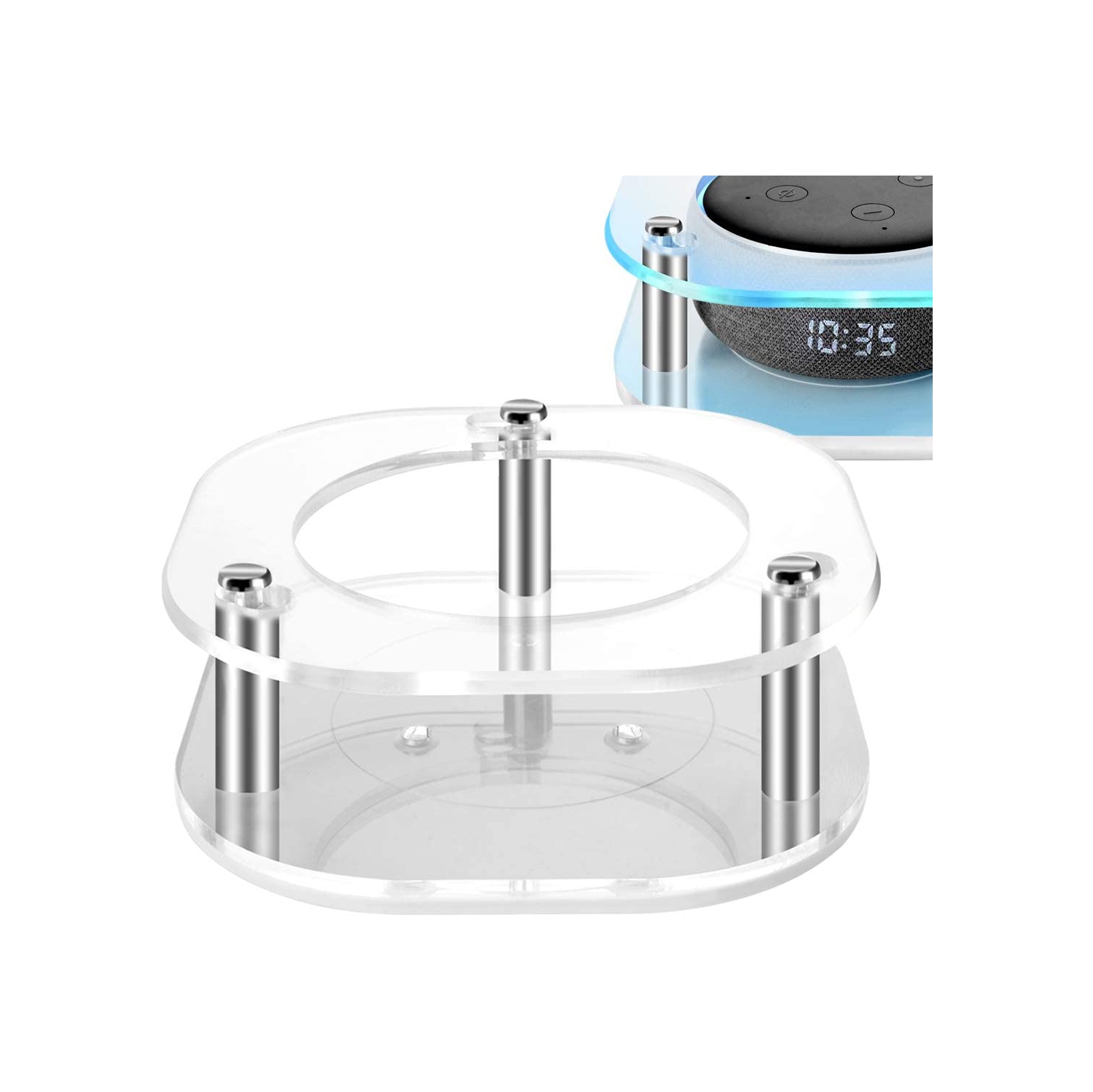 Acrylic Clear Case Compatible with 2019 Echo Dot (3rd Gen) Smart Speaker with Clock, Ceiling Wall Mount Speaker