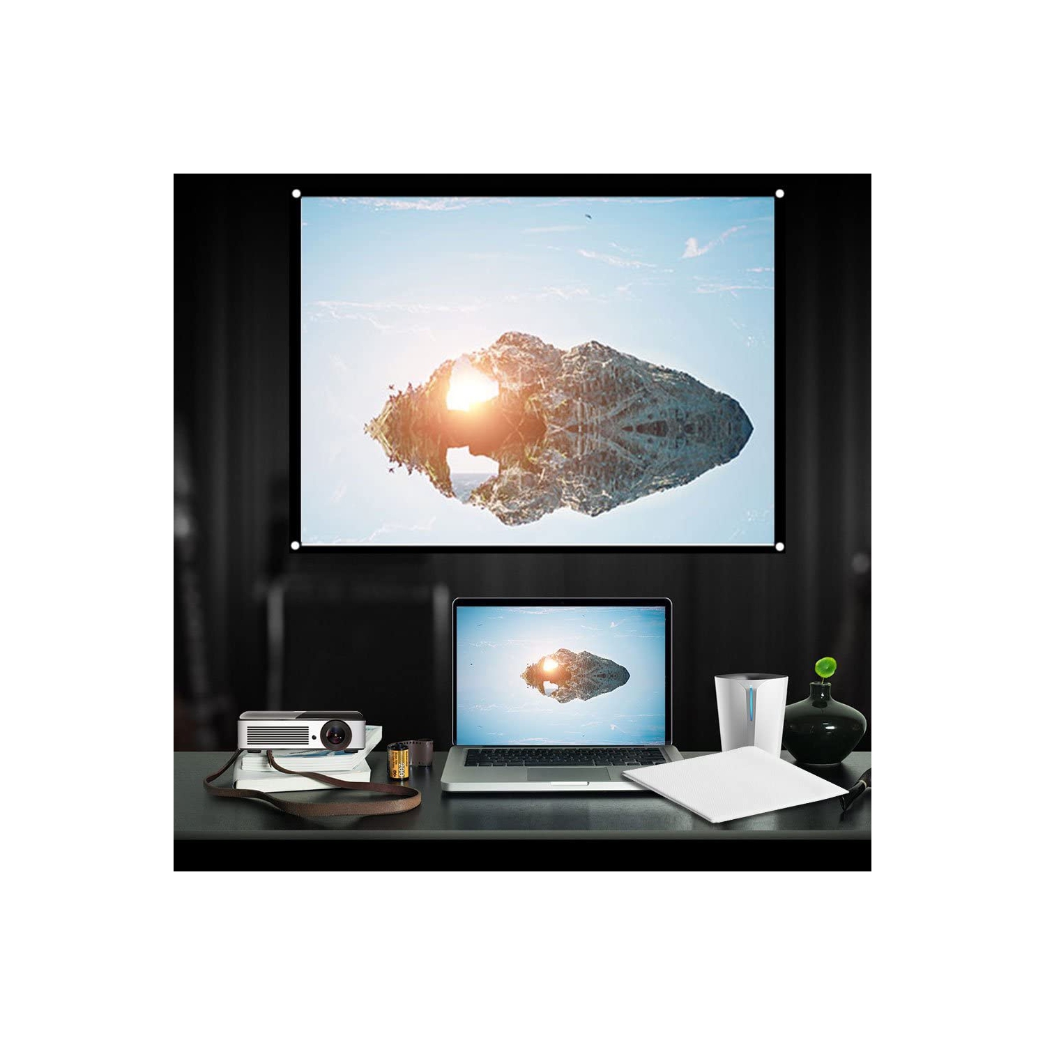 Écran de projection, 4:3 60-100 po, écran de projection portatif pliable sans pli, pour l'extérieur