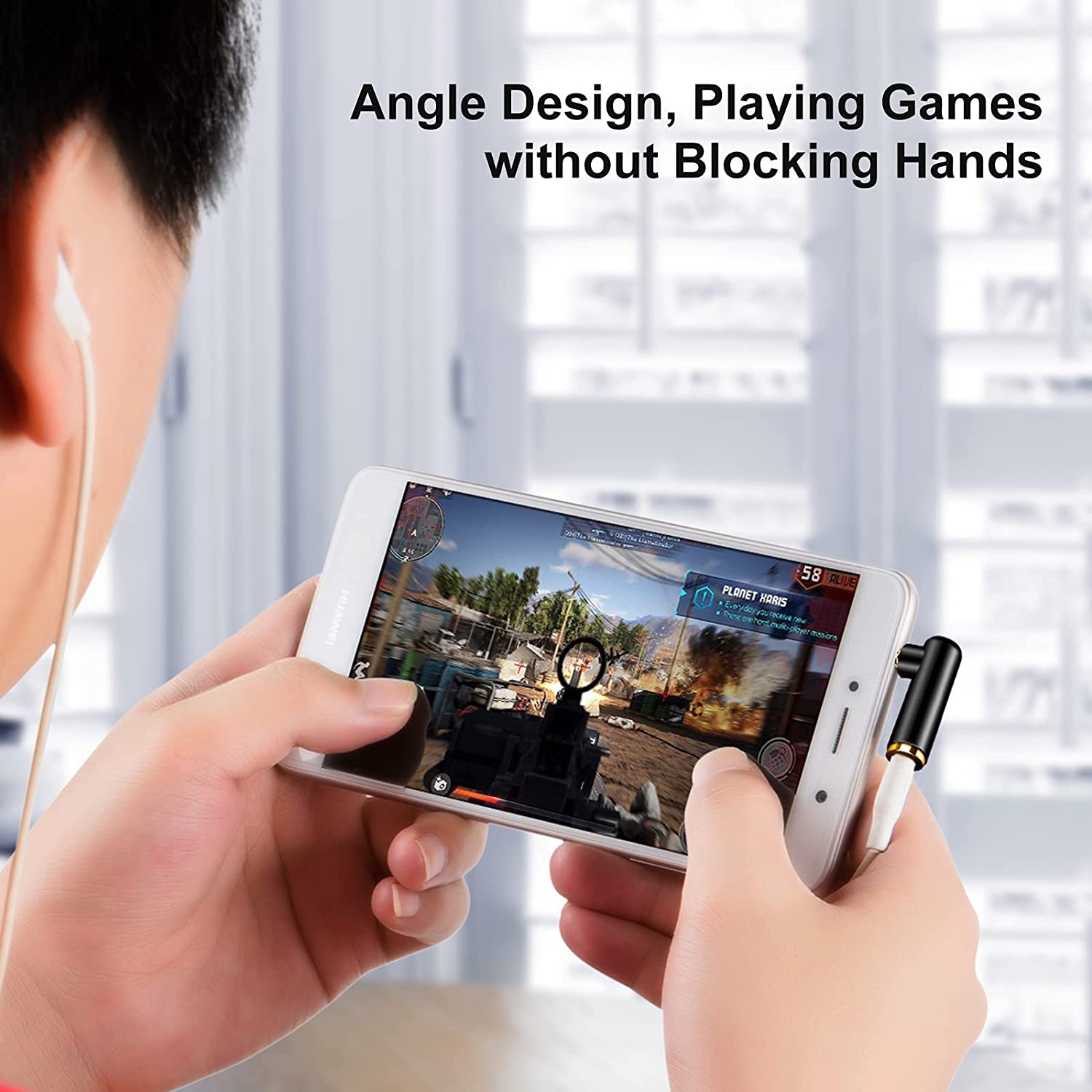 Adaptateur audio angle de 3,5 mm, 1/8 connecteur stéréo TRRS mâle vers femelle pour casque d’écoute,