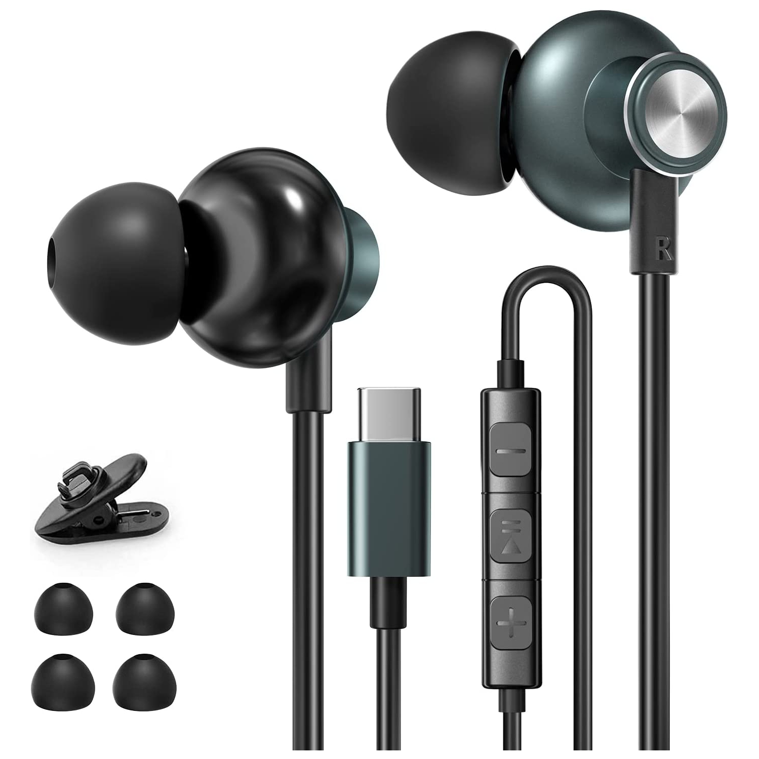 USB C Headphones Stereo Earphones with Microphone Wired Earbuds Bass in Ear Earbuds Headphones Compatible with Mobile