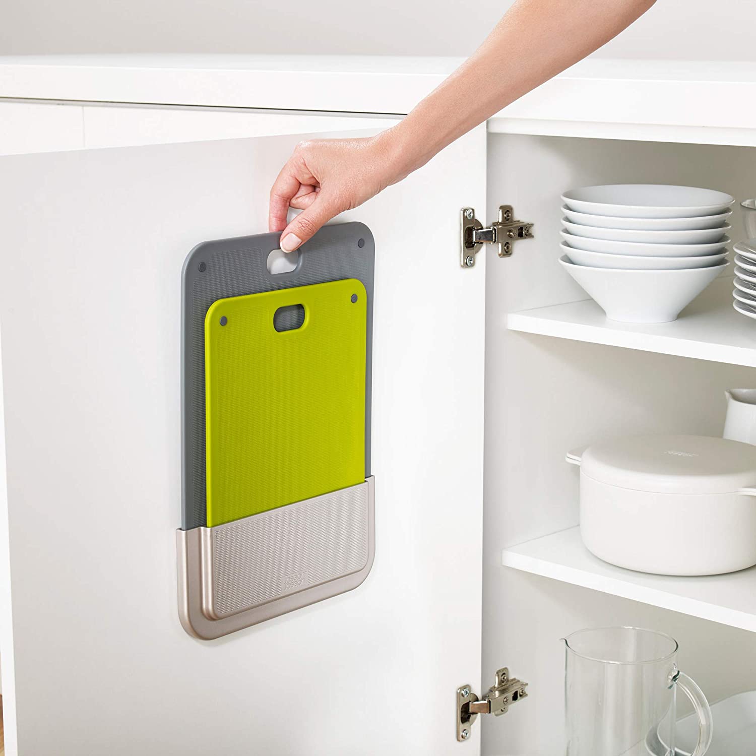 60149 DoorStore Chop Cutting Board Set with Storage Case 3M Adhesive Wall and Cabinet Door Mount 2-Piece