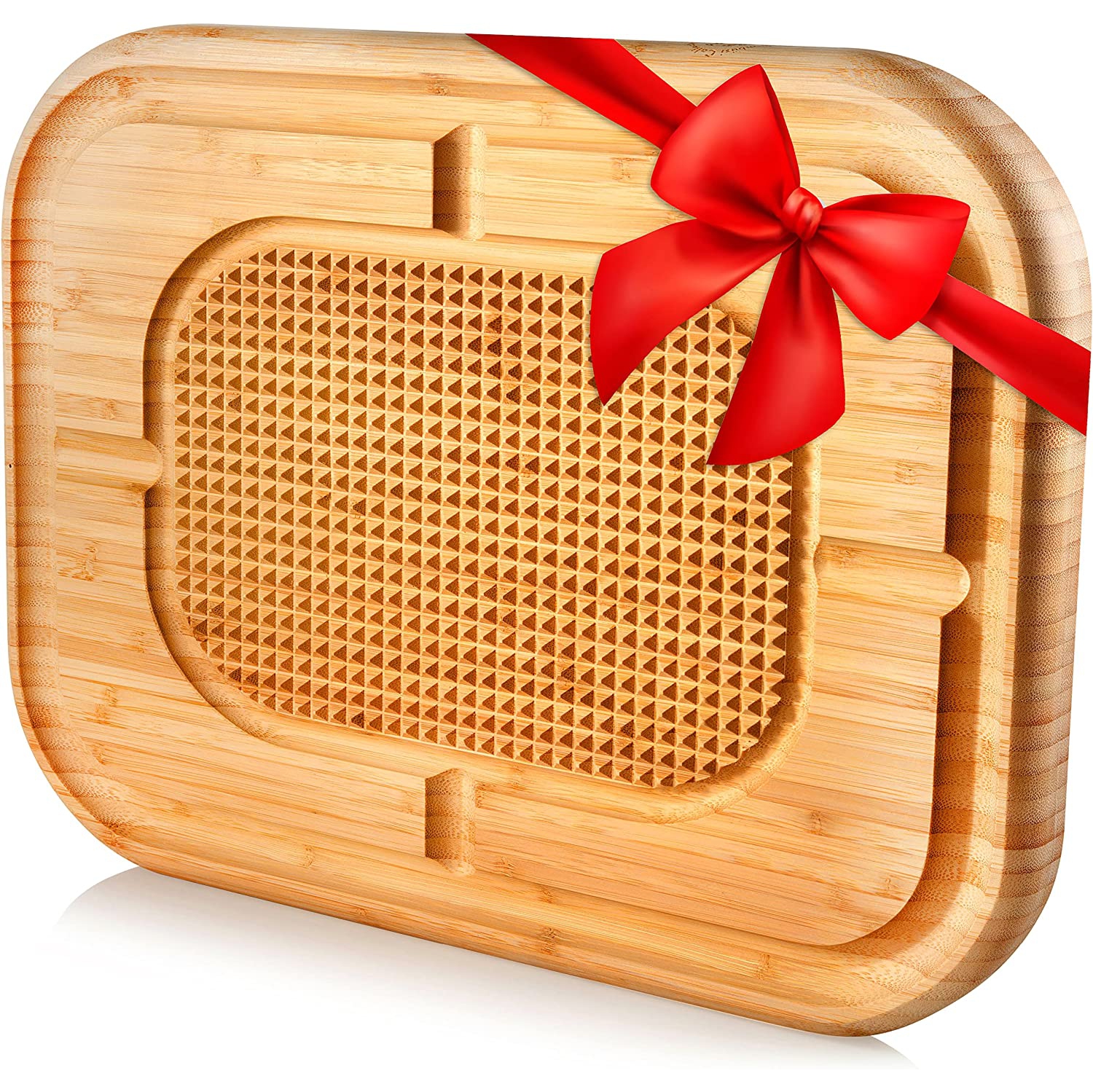 Meat Carving Cutting Board - Bamboo Cutting Board with Juice Groove - Kitchen Wood Chopping Board for Meat - Heavy