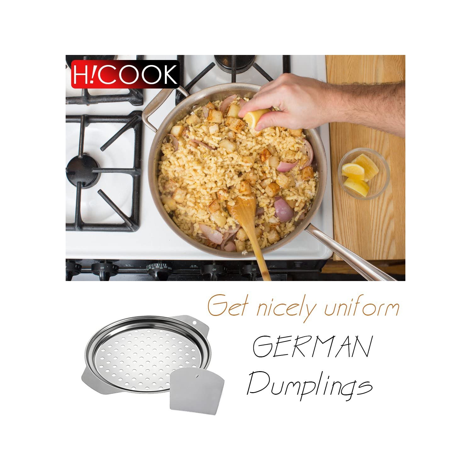 Stainless Steel Spaetzle Maker Lid with Scraper Traditional German Egg Noodle Maker Pan Pot Spaghetti Strainer