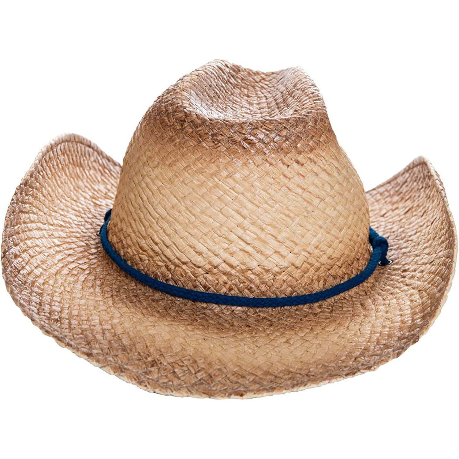 Chapeau de cowboy en forme de paille avec rebord incurvé pour homme, brun clair