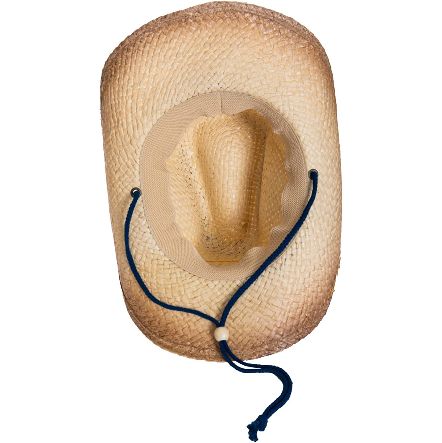 Chapeau de cowboy en forme de paille avec rebord incurvé pour homme, brun clair