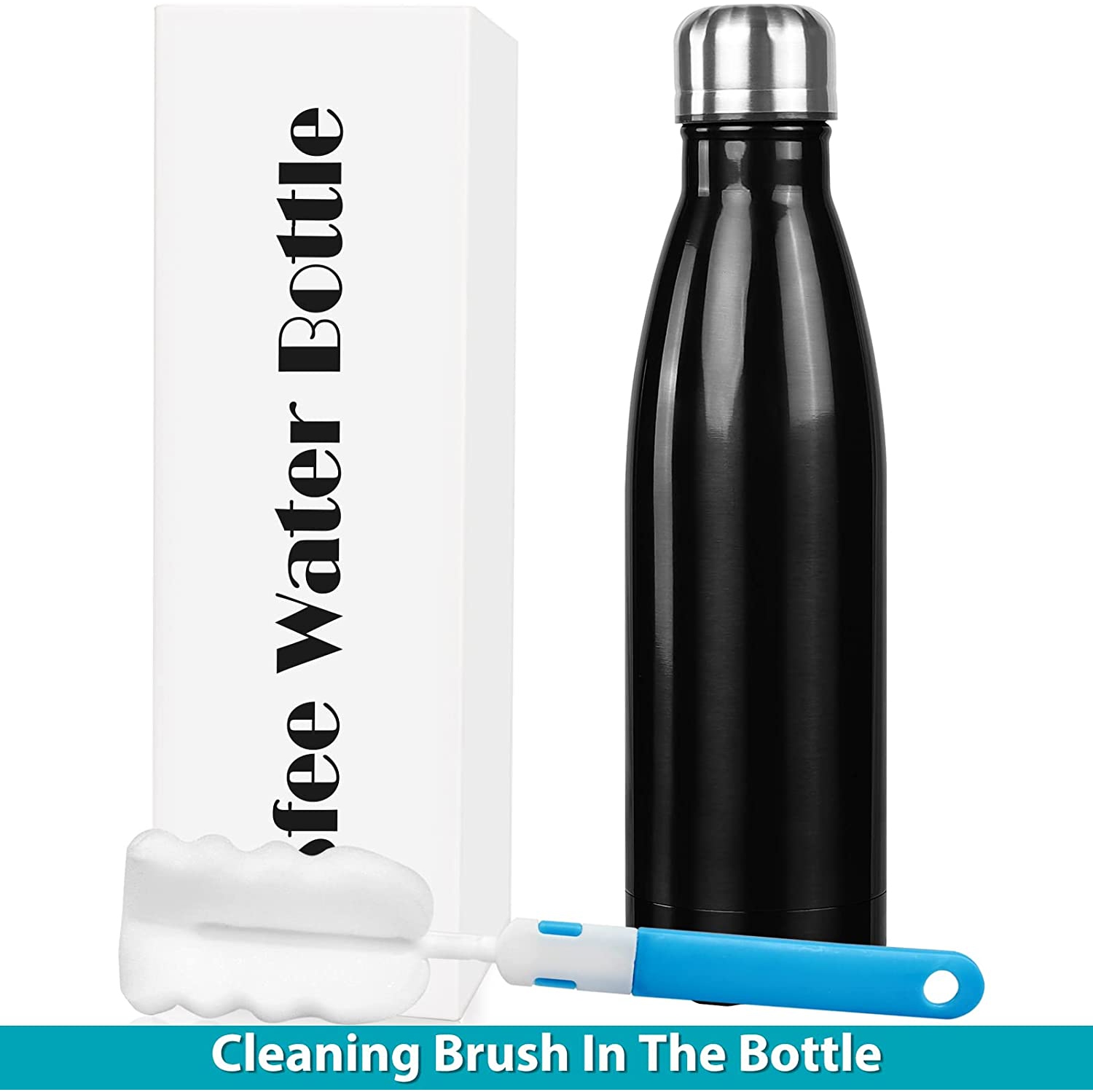 Insulated Water Bottle, 17oz Stainless Steel Water Bottles, Double Wall Vacuum Reusable Water Bottles Leak Proof