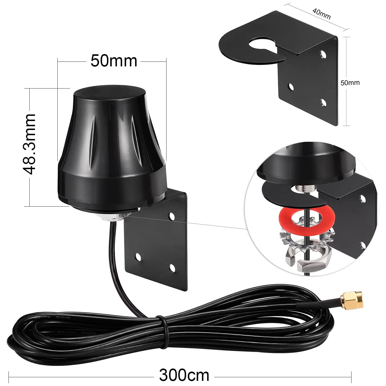 Antenne Wi-Fi 2,4 GHz 5 GHz; Support mural extérieur 5,8 GHz; MIMO RP-SMA et SMA mâle; remplacement d’antenne pour routeur Wi-Fi
