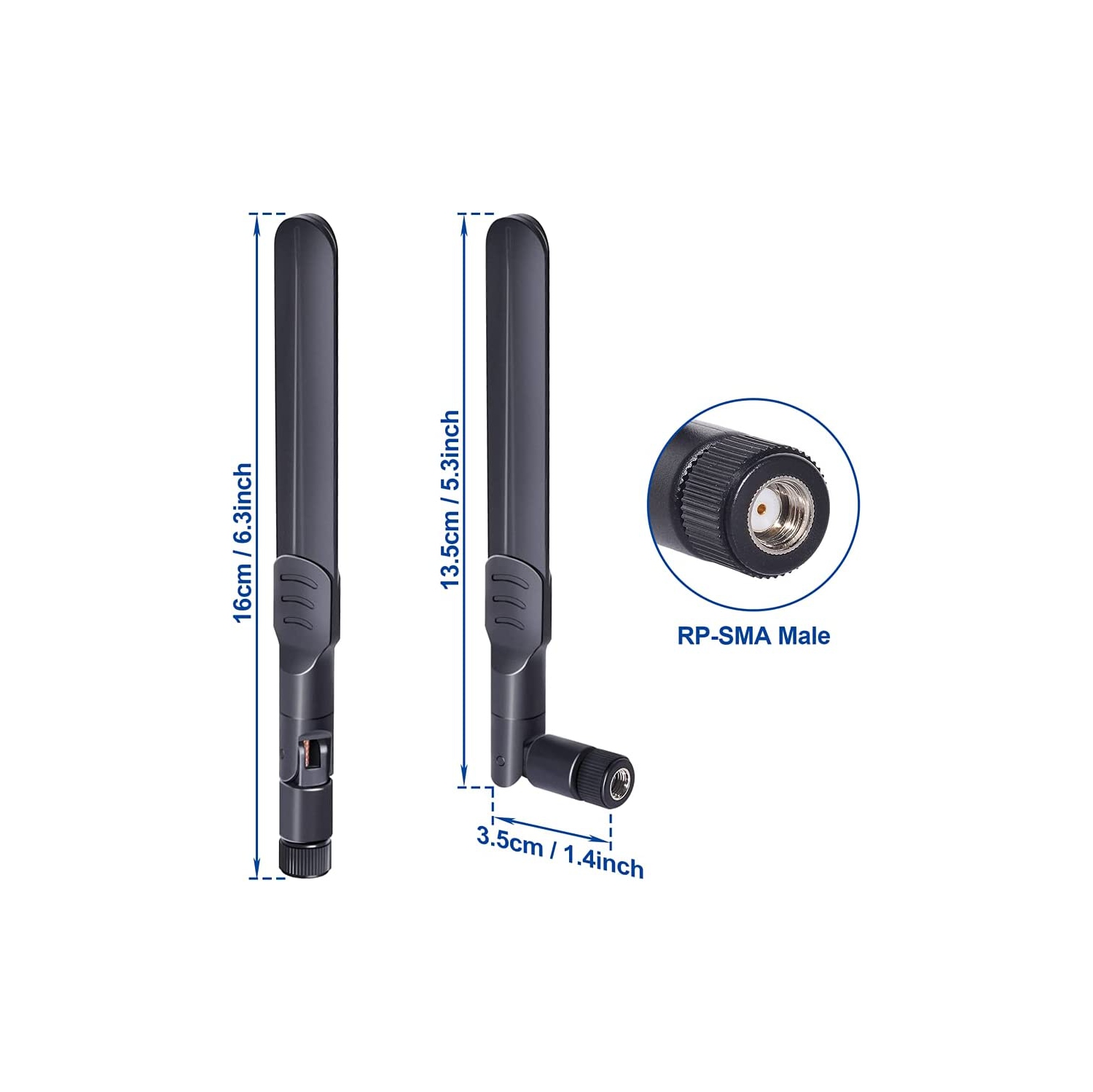 Wi-Fi bibande 2,4 GHz 5 GHz 5,8 GHz 8 dBi MIMO RP-SMA mâle pour répéteur de signal amplificateur de routeur Wi-Fi