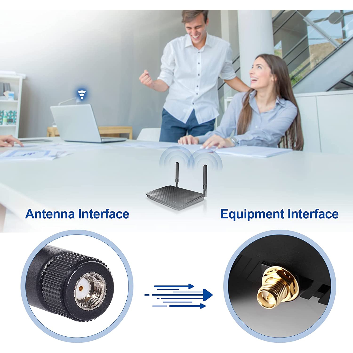 Wi-Fi bibande 2,4 GHz 5 GHz 5,8 GHz 8 dBi MIMO RP-SMA mâle pour répéteur de signal amplificateur de routeur Wi-Fi