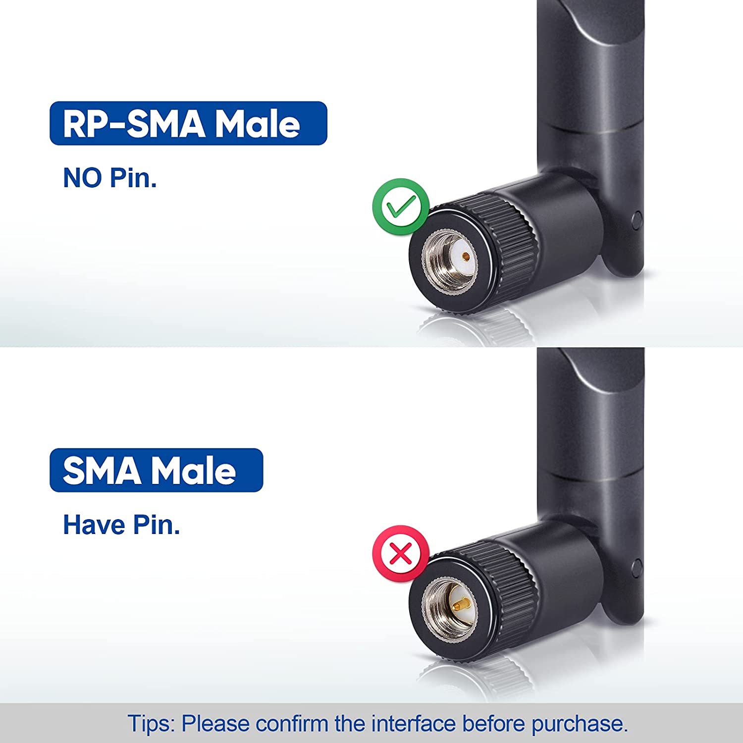 Wi-Fi bibande 2,4 GHz 5 GHz 5,8 GHz 8 dBi MIMO RP-SMA mâle pour répéteur de signal amplificateur de routeur Wi-Fi