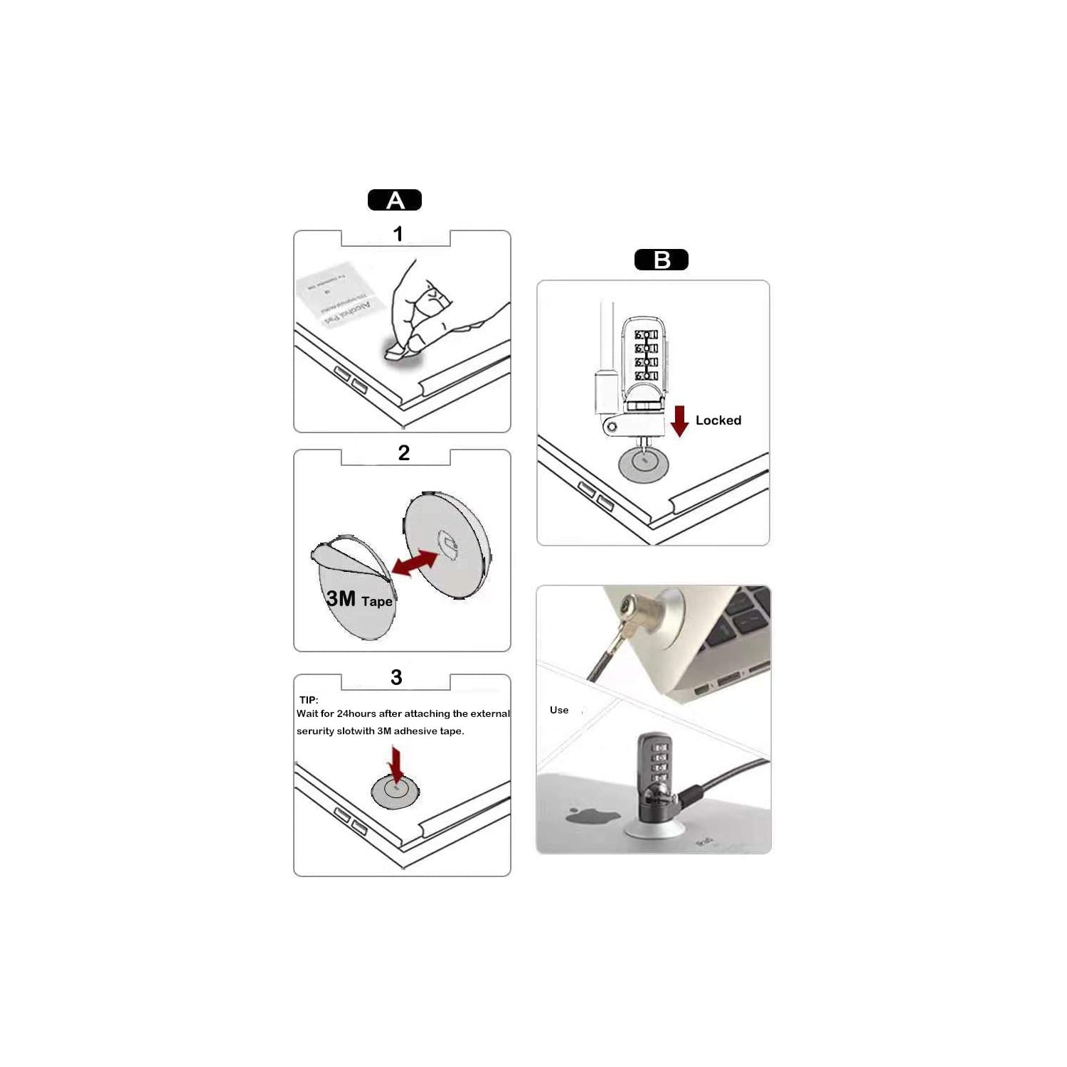 3M – plaque de sécurité adhésive à fente pour dispositifs d’ancrage, plaques de sécurité universelles pour ordinateur portatif