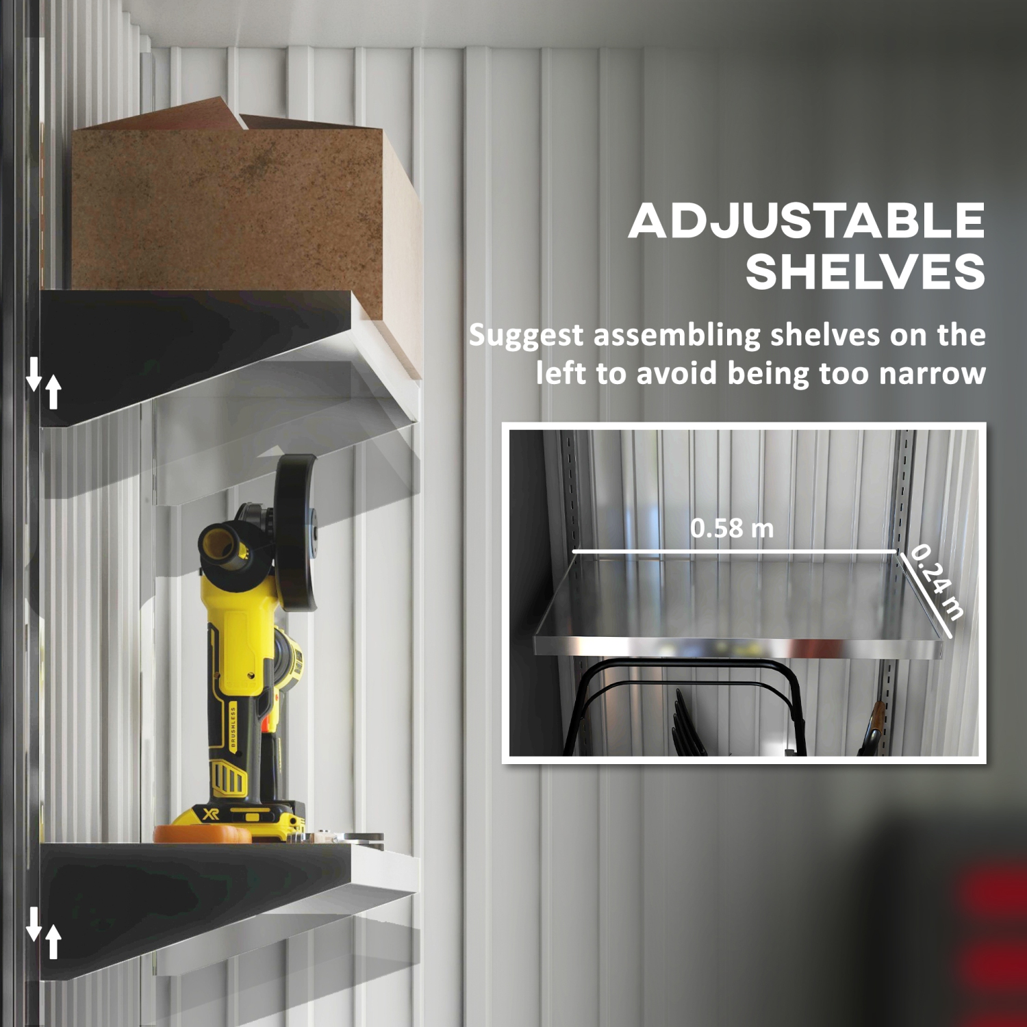 Outsunny 5' x 3' Steel Outdoor Storage Shed, Lean-to Garden Shed with Adjustable Shelf, Foundation Kit, Lock and Gloves for Lawn Mower, Tool, Patio,